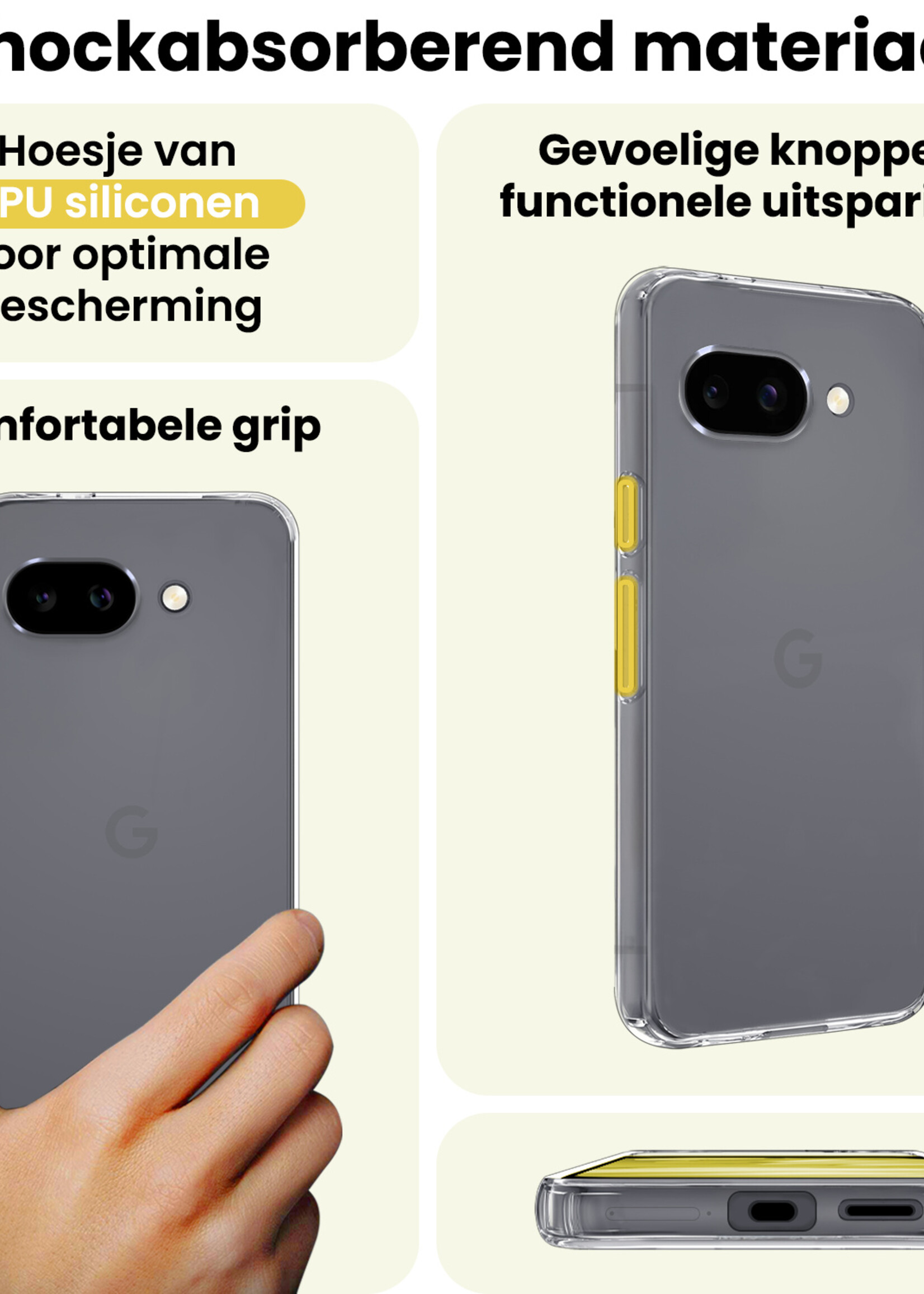 LUQ LUQ Google Pixel 9a Hoesje Siliconen Met Screenprotector - Transparant