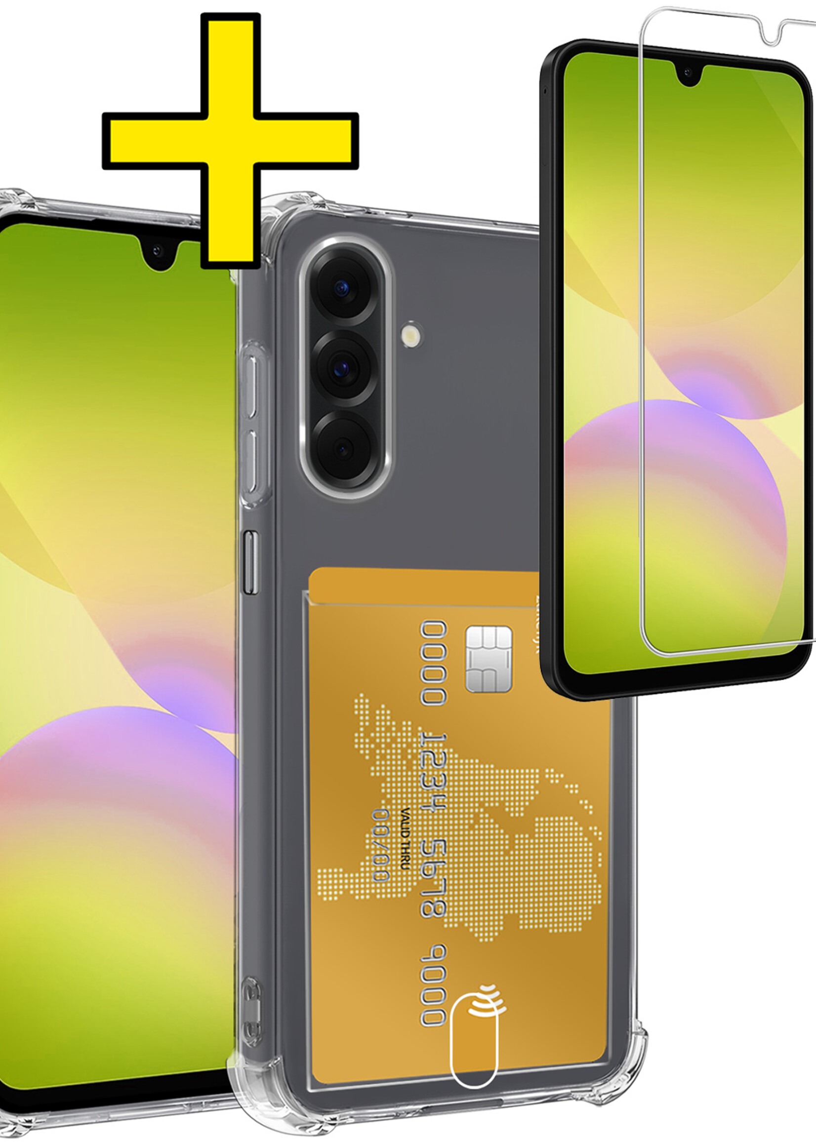 LUQ LUQ Samsung Galaxy A26 Hoesje Pashouder Met Screenprotector