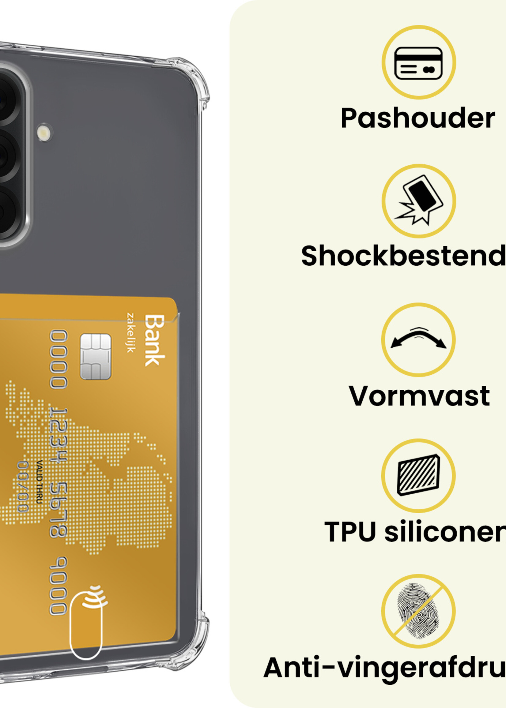 LUQ LUQ Samsung Galaxy A26 Hoesje Pashouder Met Screenprotector