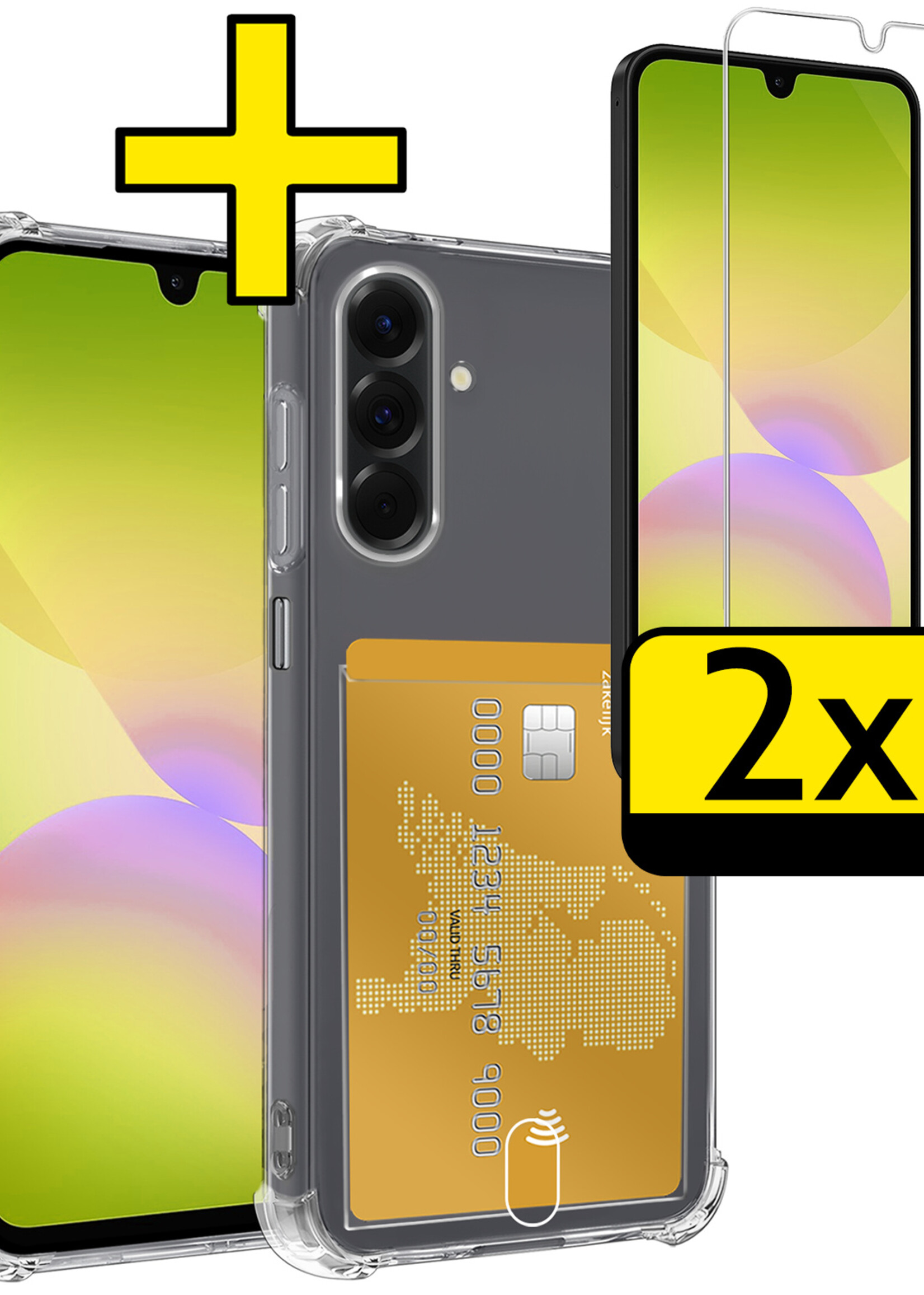 LUQ LUQ Samsung Galaxy A26 Hoesje Pashouder Met 2x Screenprotector
