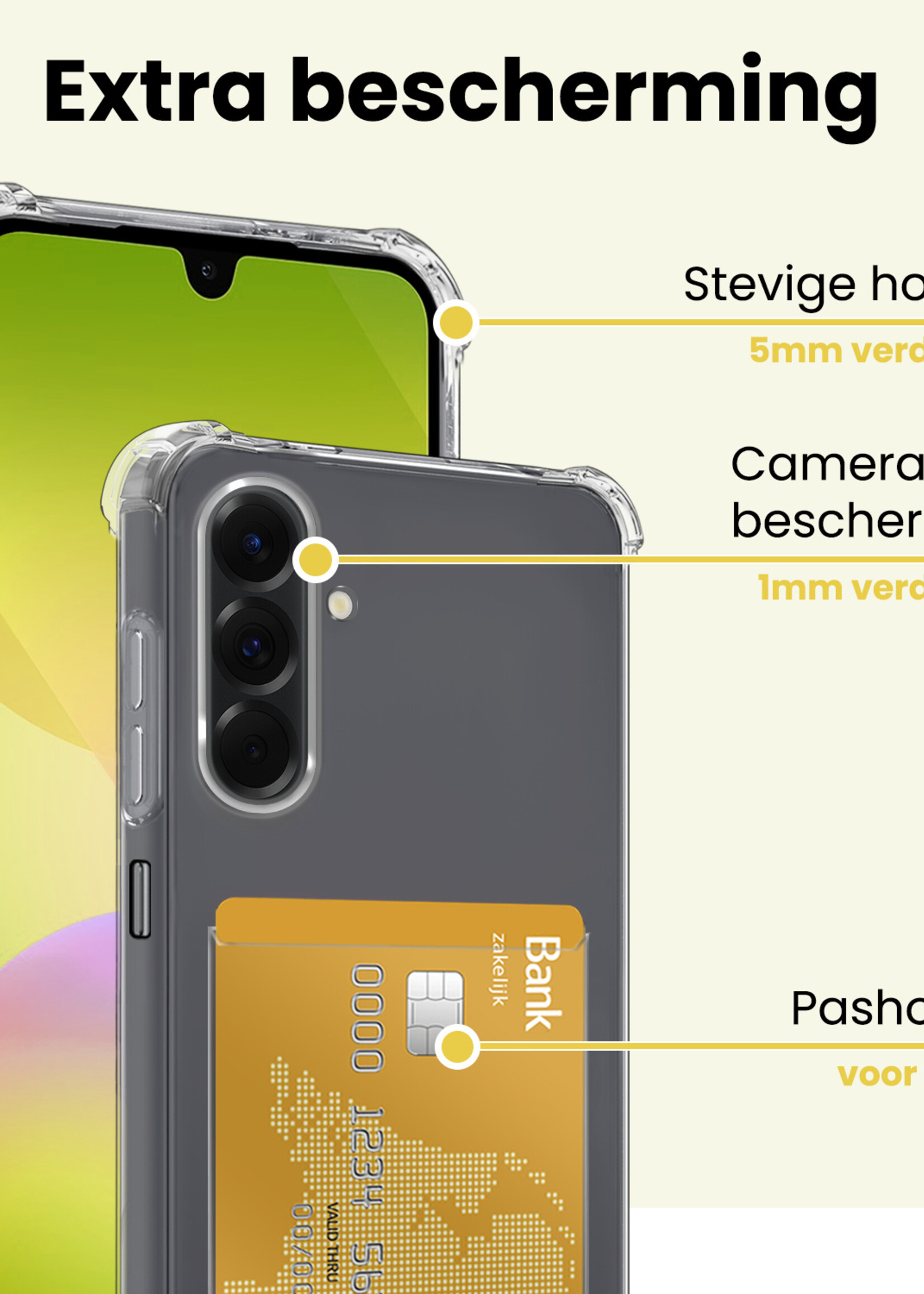 LUQ LUQ Samsung Galaxy A26 Hoesje Pashouder Met 2x Screenprotector