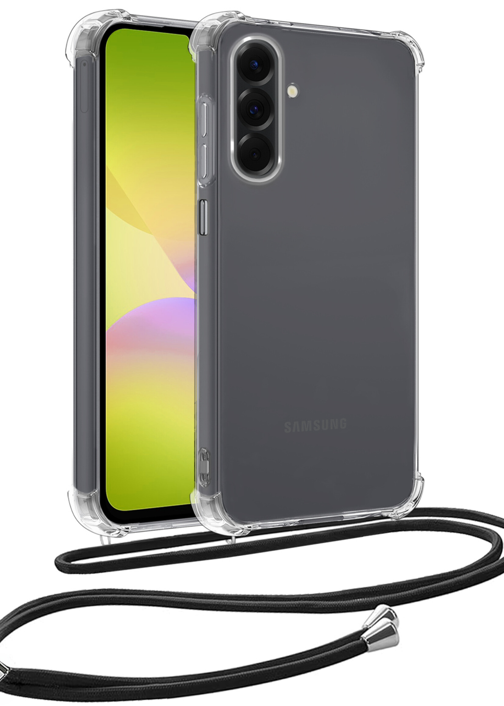 LUQ LUQ Samsung Galaxy A26 Hoesje Transparant Shockproof Met Zwart Koord