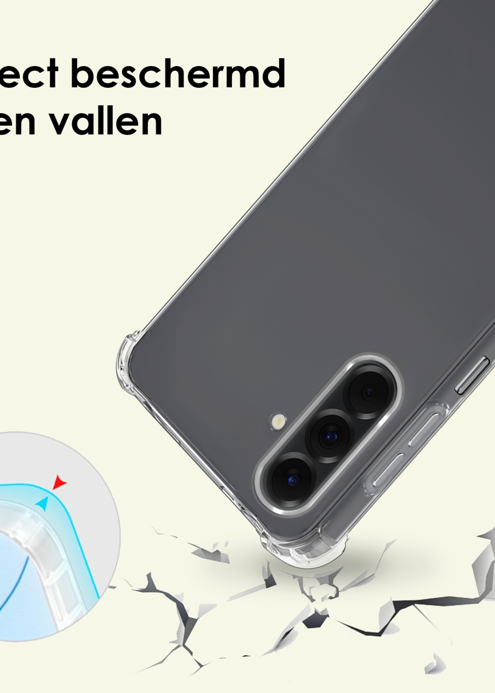 LUQ LUQ Samsung Galaxy A26 Hoesje Transparant Shockproof Met Zwart Koord