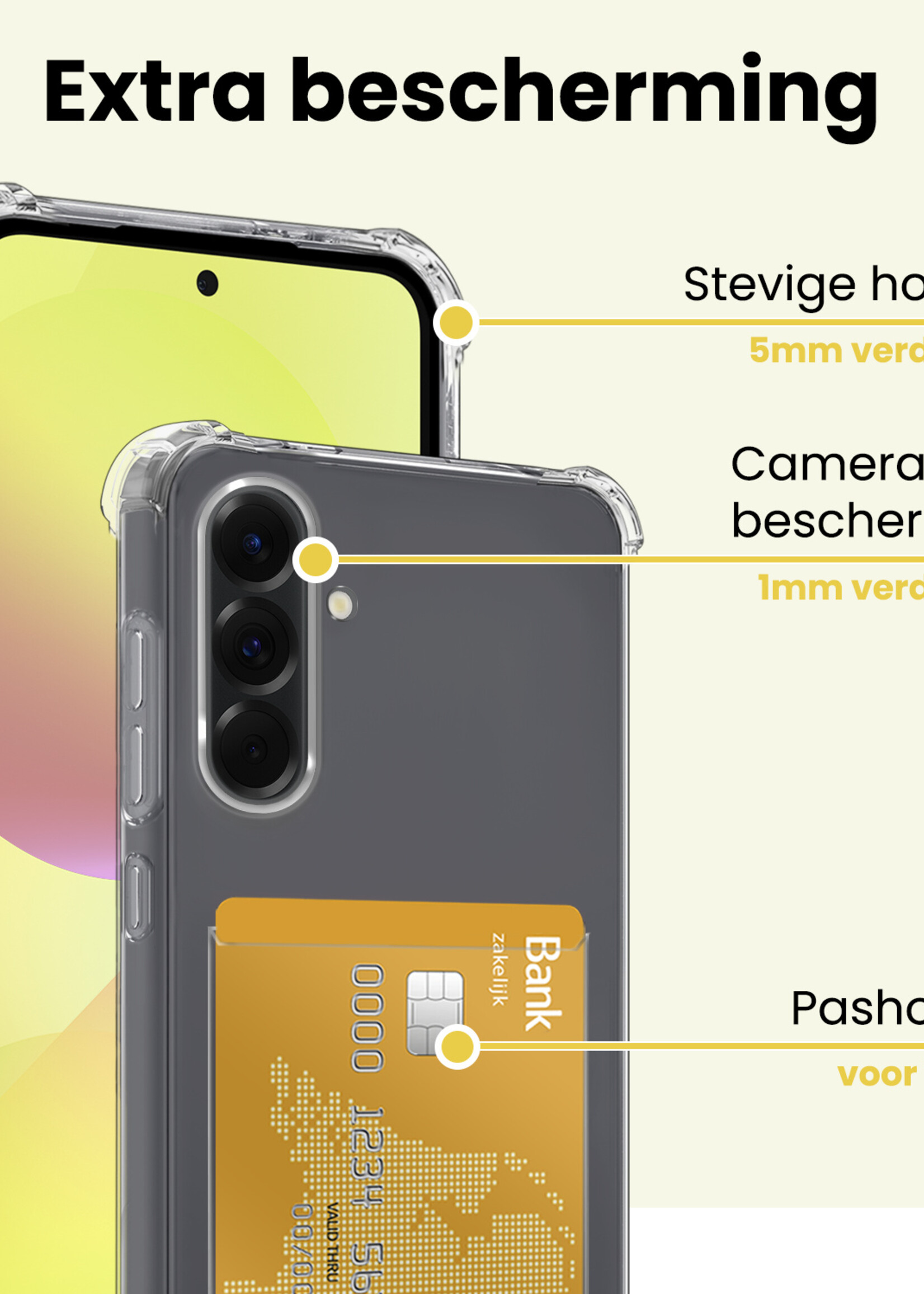 LUQ LUQ Samsung Galaxy A36 Hoesje Pashouder Met Screenprotector