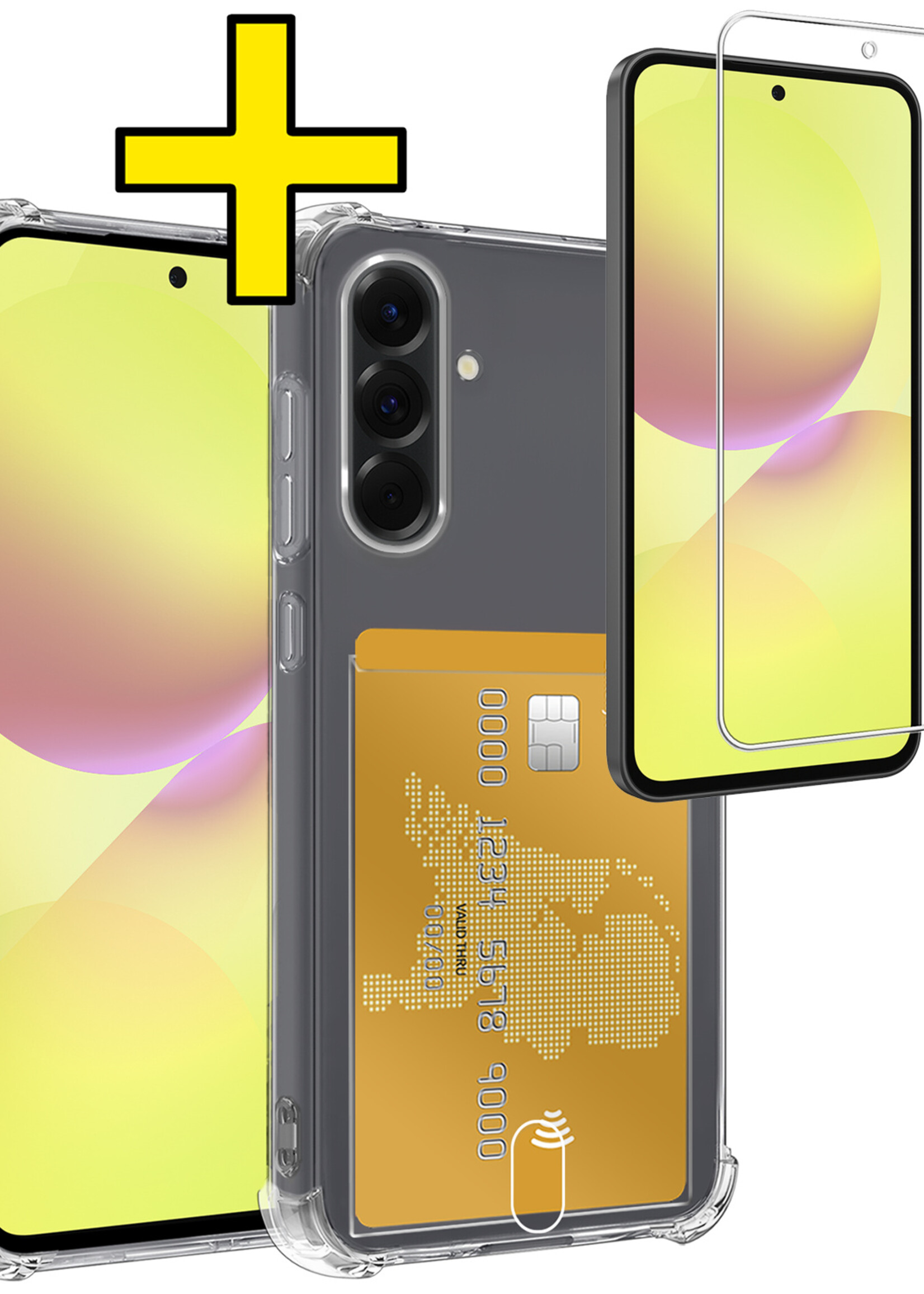 LUQ LUQ Samsung Galaxy A36 Hoesje Pashouder Met 2x Screenprotector