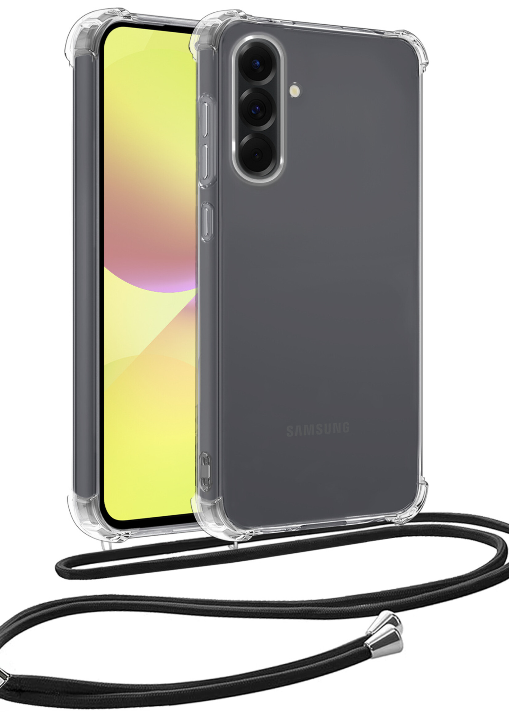 LUQ LUQ Samsung Galaxy A36 Hoesje Transparant Shockproof Met Zwart Koord