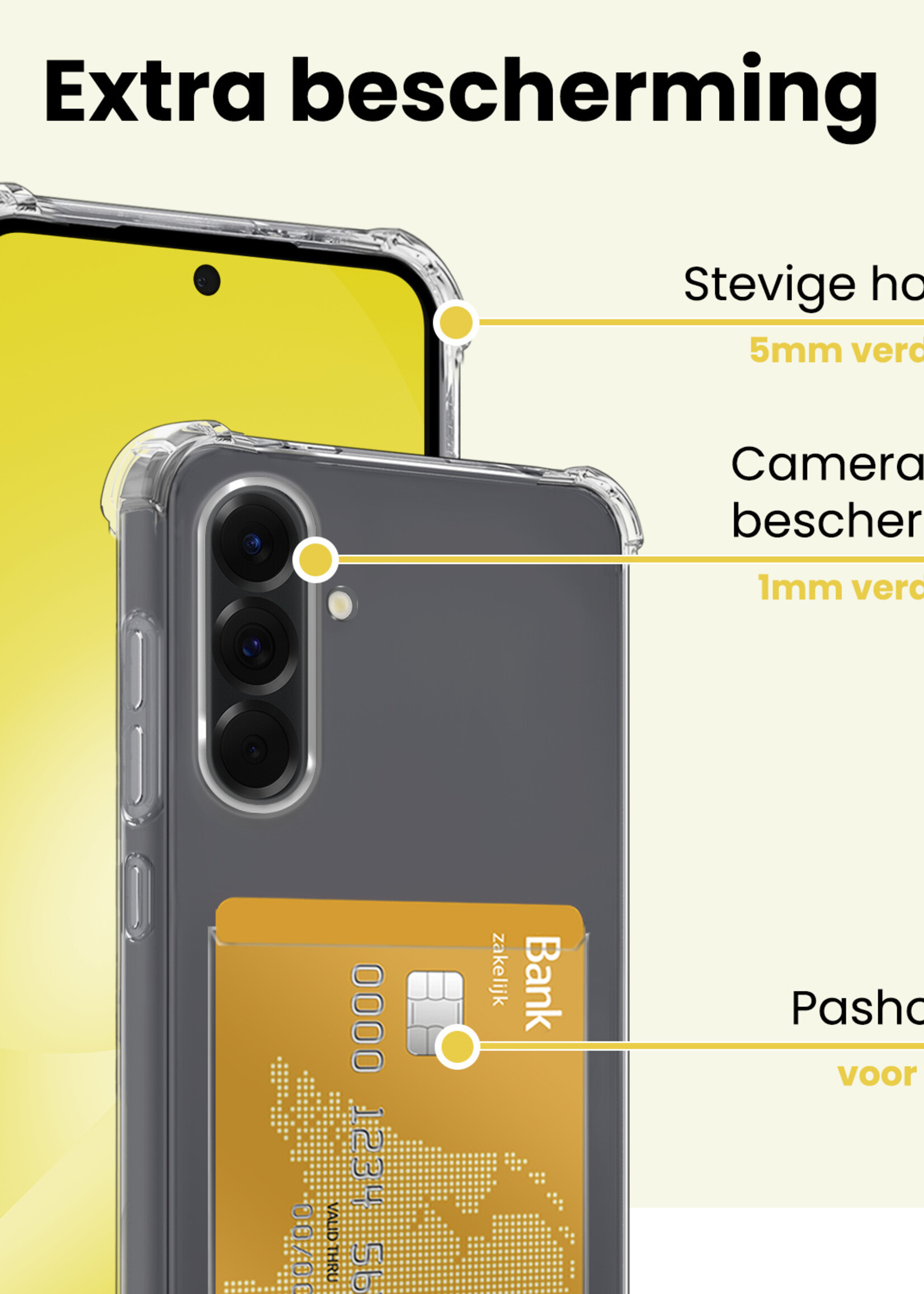 LUQ LUQ Samsung Galaxy A56 Hoesje Pashouder Met Screenprotector