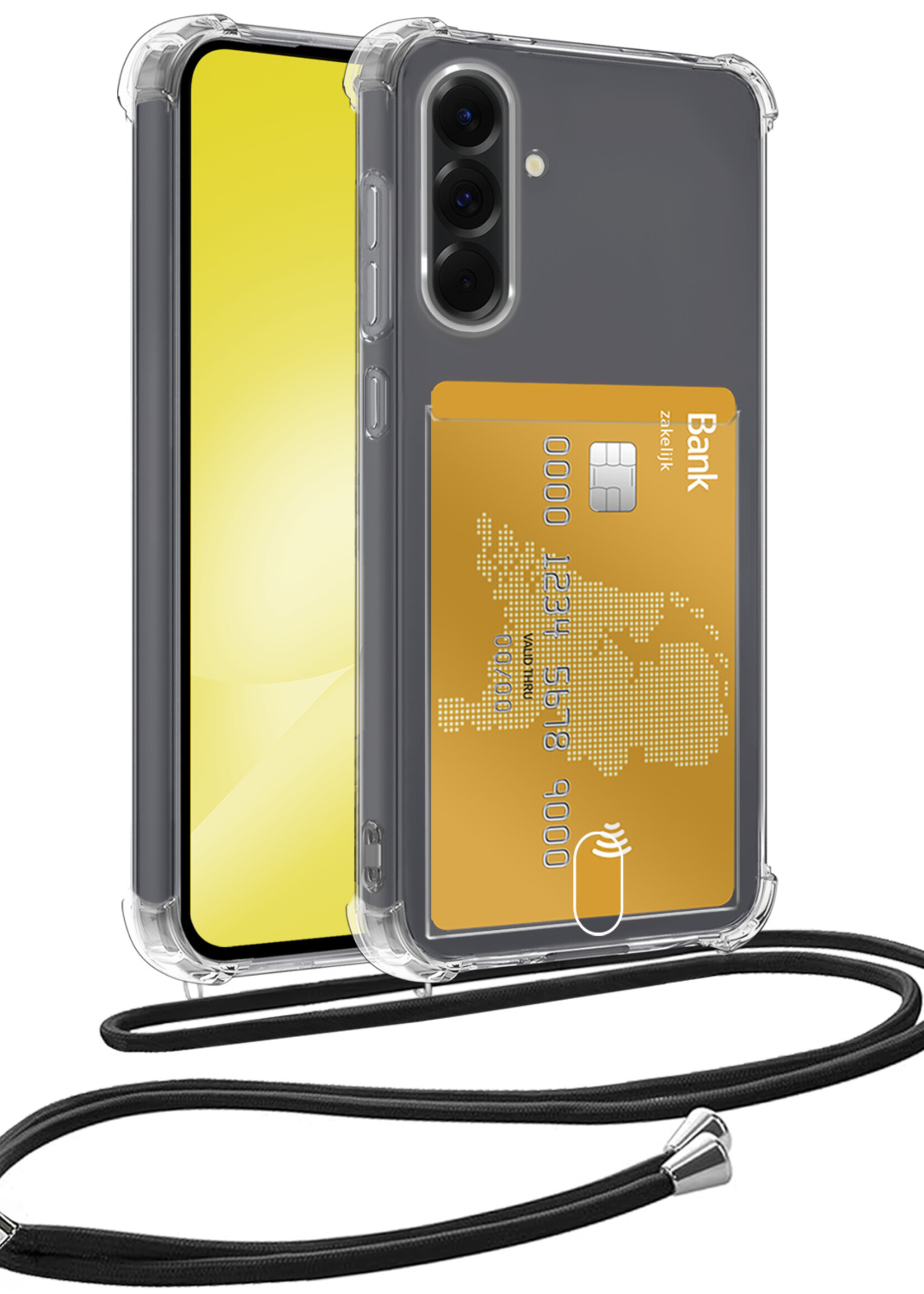 LUQ LUQ Samsung Galaxy A56 Hoesje Pashouder met Koord