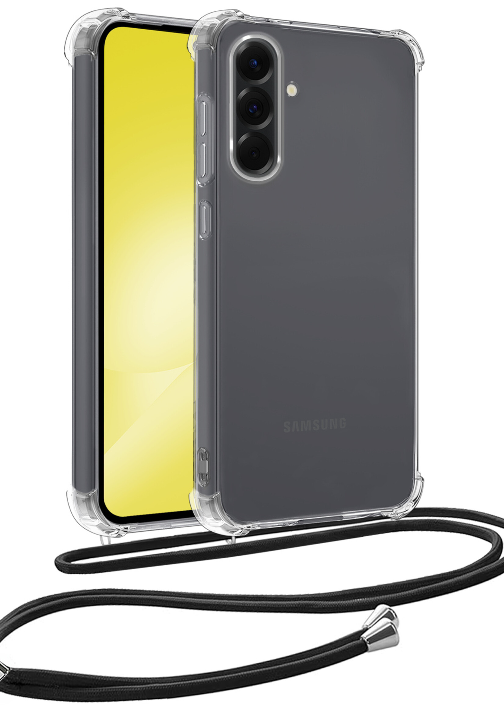 LUQ LUQ Samsung Galaxy A56 Hoesje Transparant Shockproof Met Zwart Koord