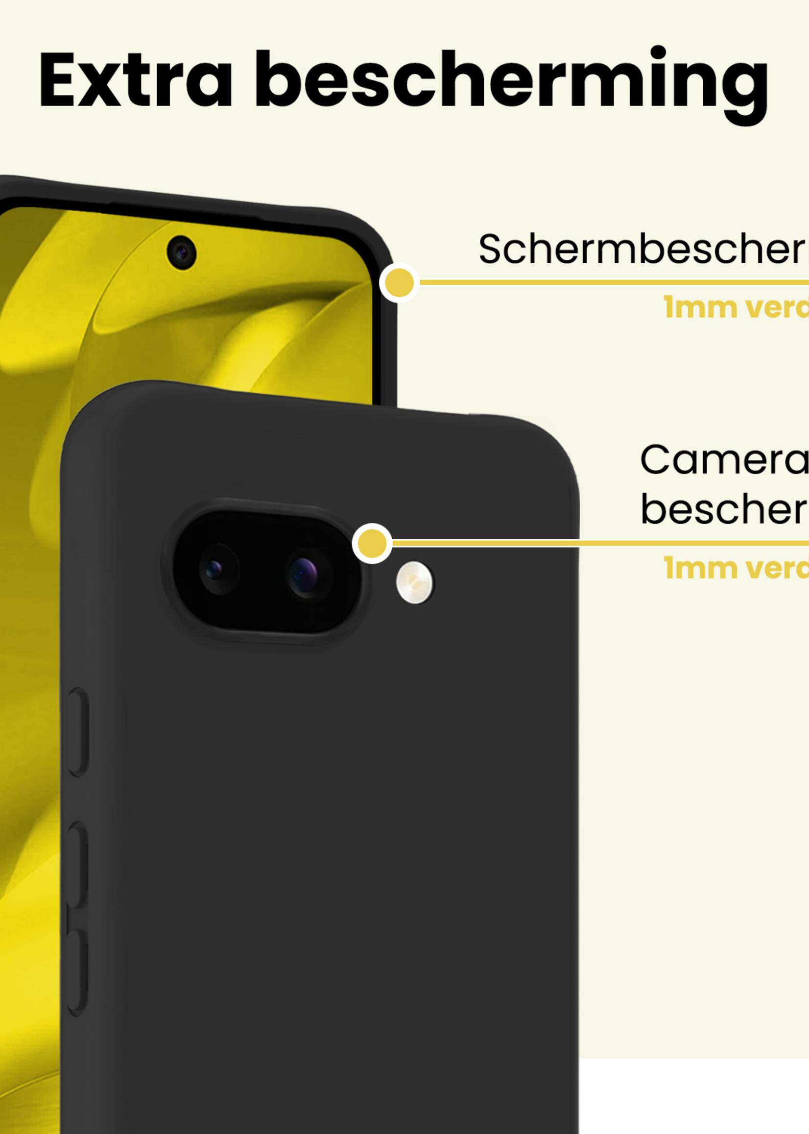 LUQ LUQ Google Pixel 9a Hoesje Siliconen - Zwart - 2 PACK