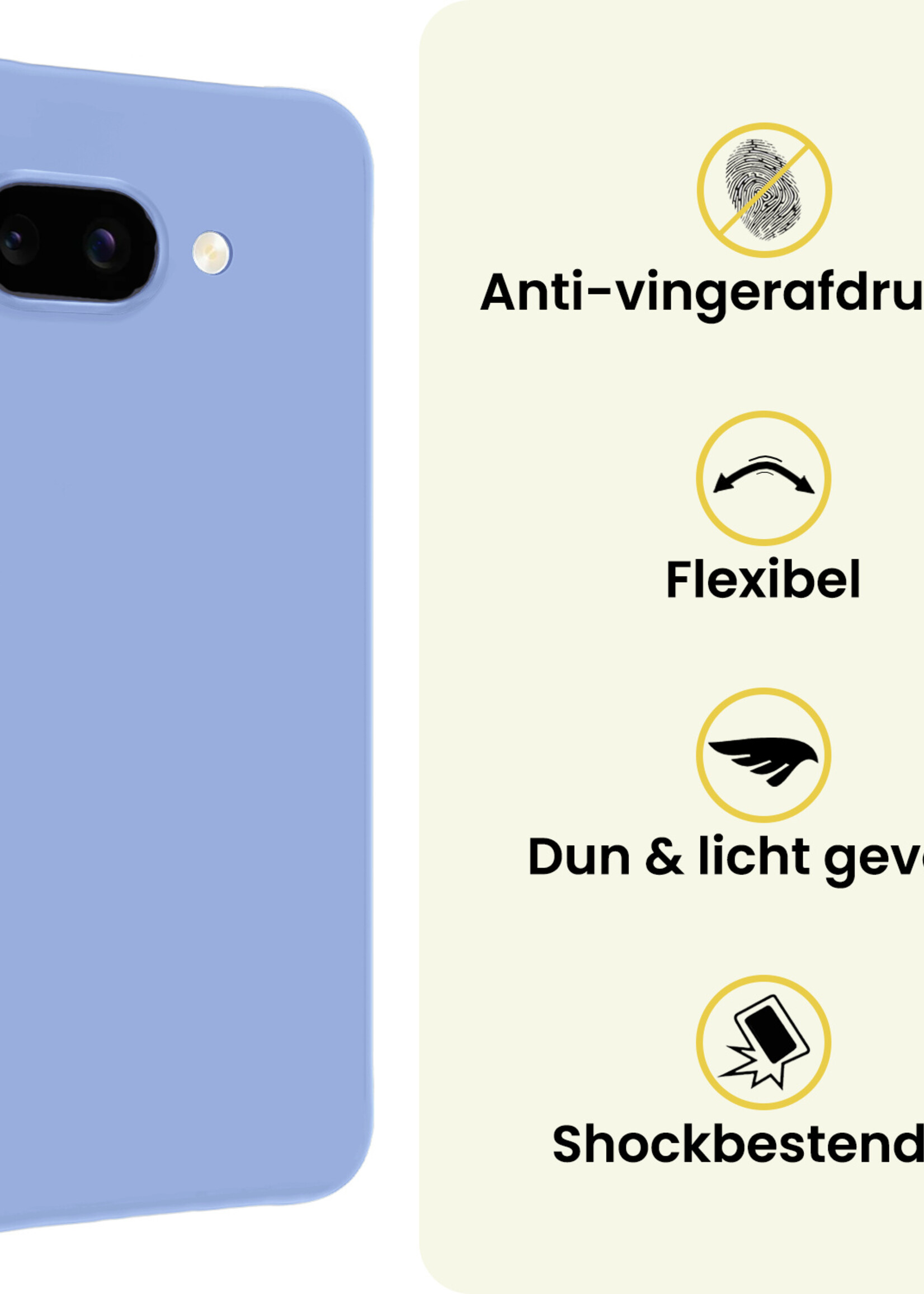 LUQ LUQ Google Pixel 9a Hoesje Siliconen Met Screenprotector - Lichtblauw