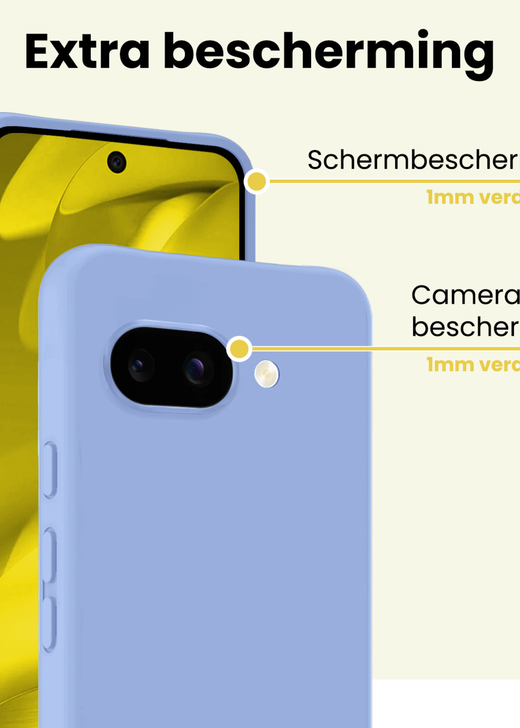 LUQ LUQ Google Pixel 9a Hoesje Siliconen Met Screenprotector - Lichtblauw