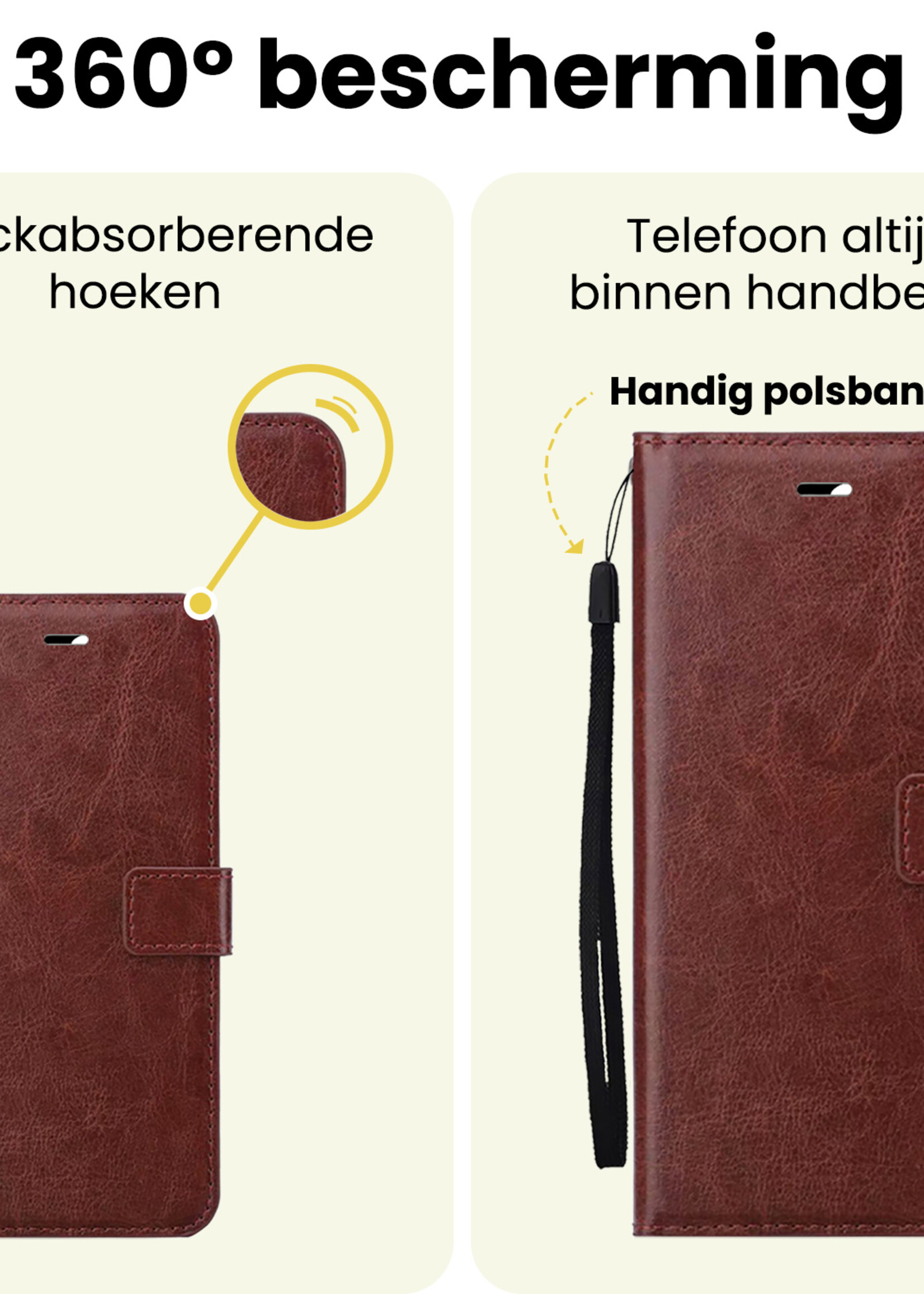 LUQ LUQ Google Pixel 9a Hoesje Bookcase Met Screenprotector - Bruin