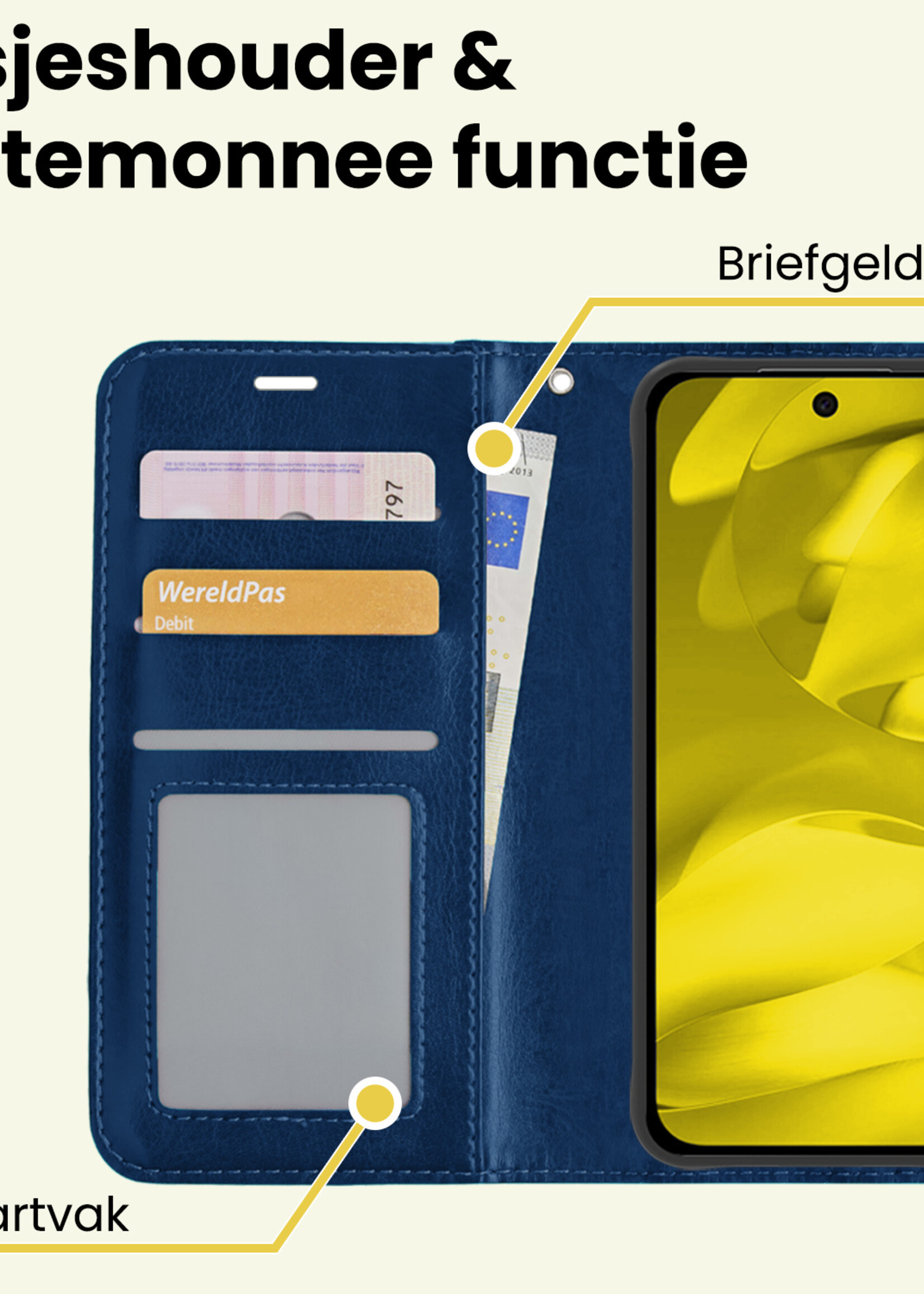 LUQ LUQ Google Pixel 9a Hoesje Bookcase Met Screenprotector - Donkerblauw