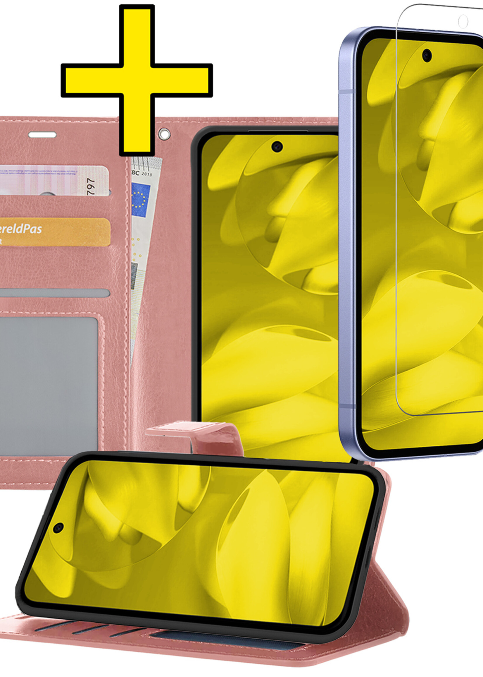 LUQ LUQ Google Pixel 9a Hoesje Bookcase Met Screenprotector - Rose Goud