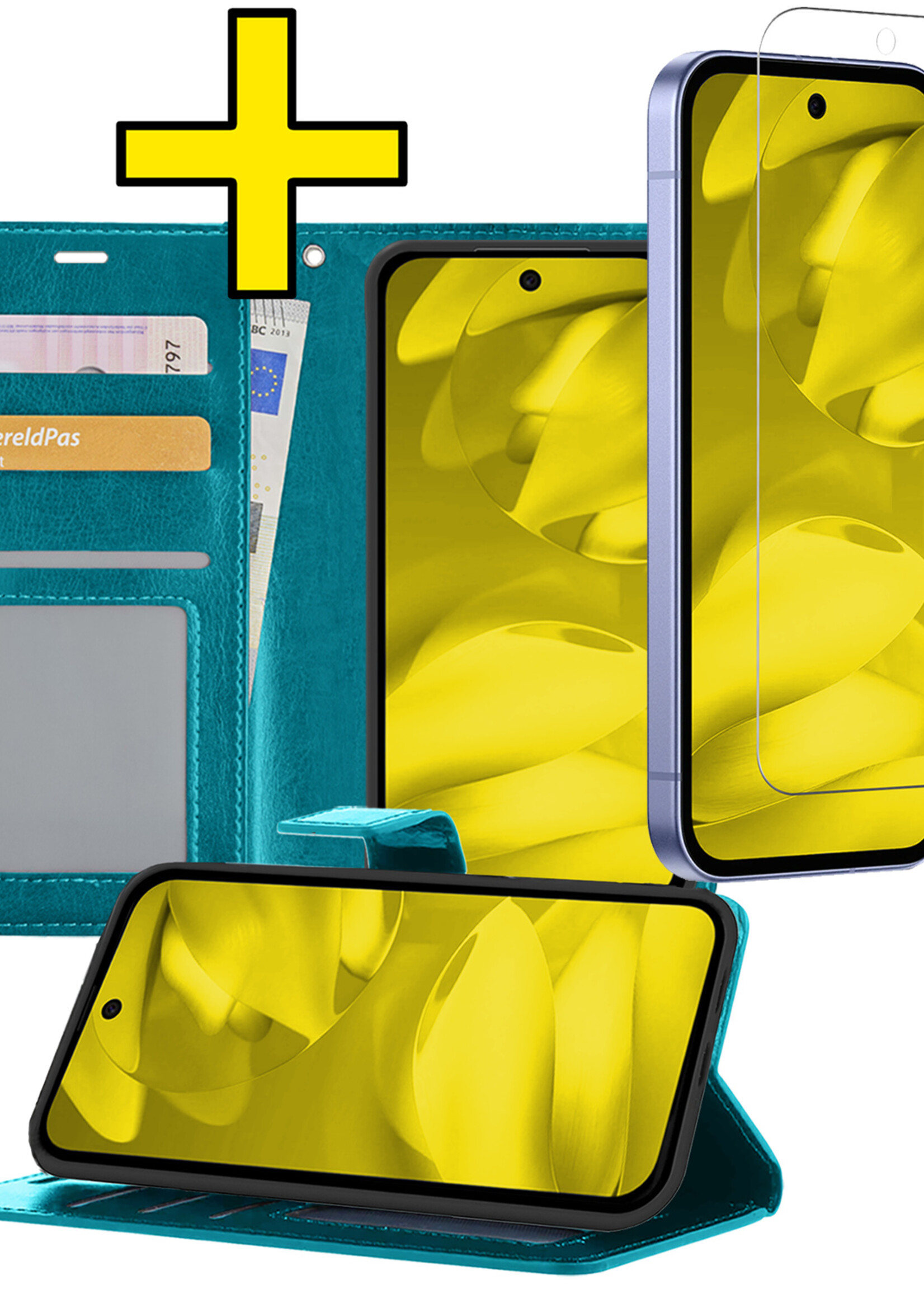 LUQ LUQ Google Pixel 9a Hoesje Bookcase Met Screenprotector - Turquoise