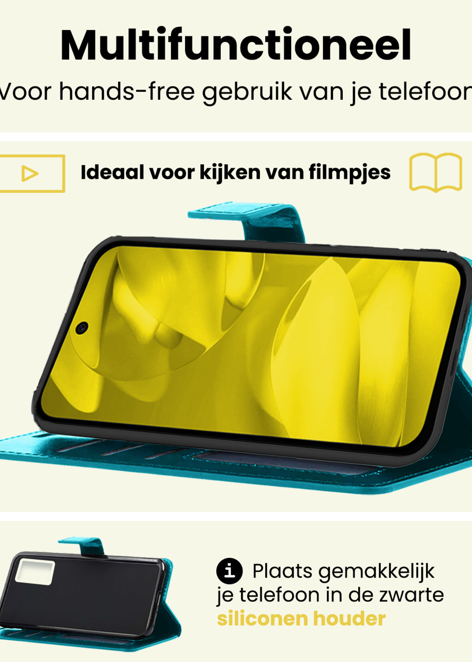 LUQ LUQ Google Pixel 9a Hoesje Bookcase Met Screenprotector - Turquoise