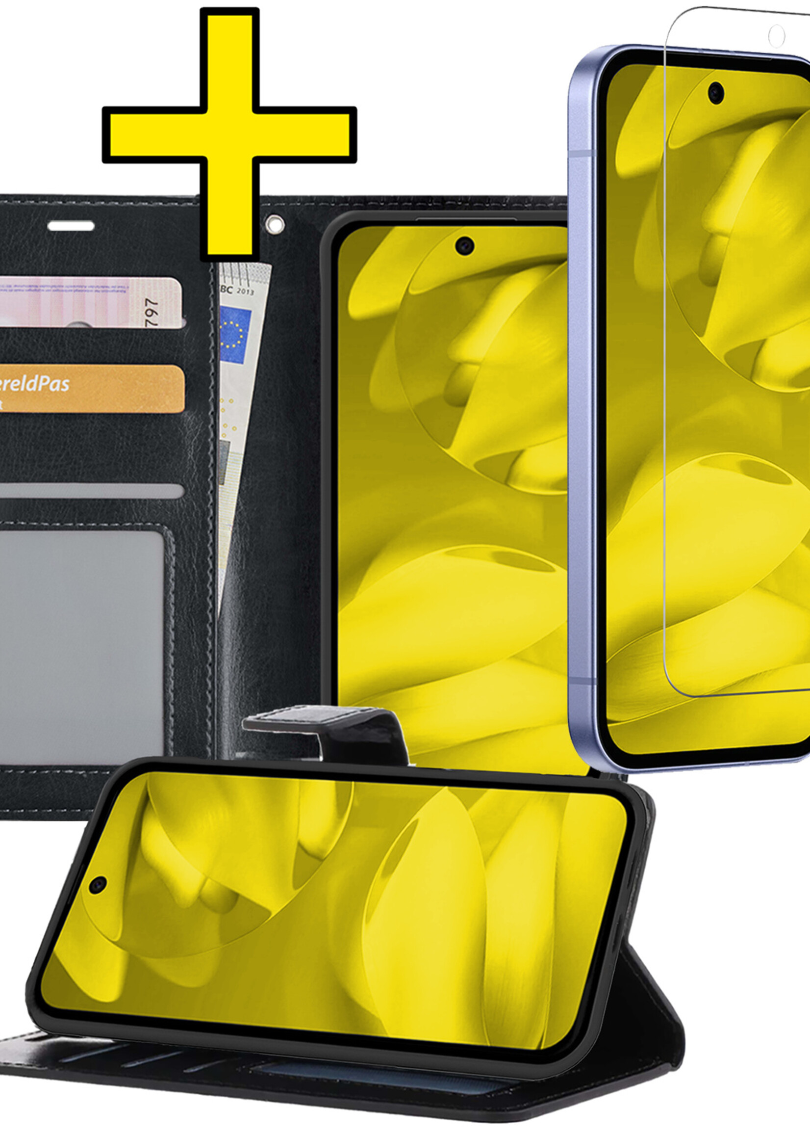 LUQ LUQ Google Pixel 9a Hoesje Bookcase Met Screenprotector - Zwart