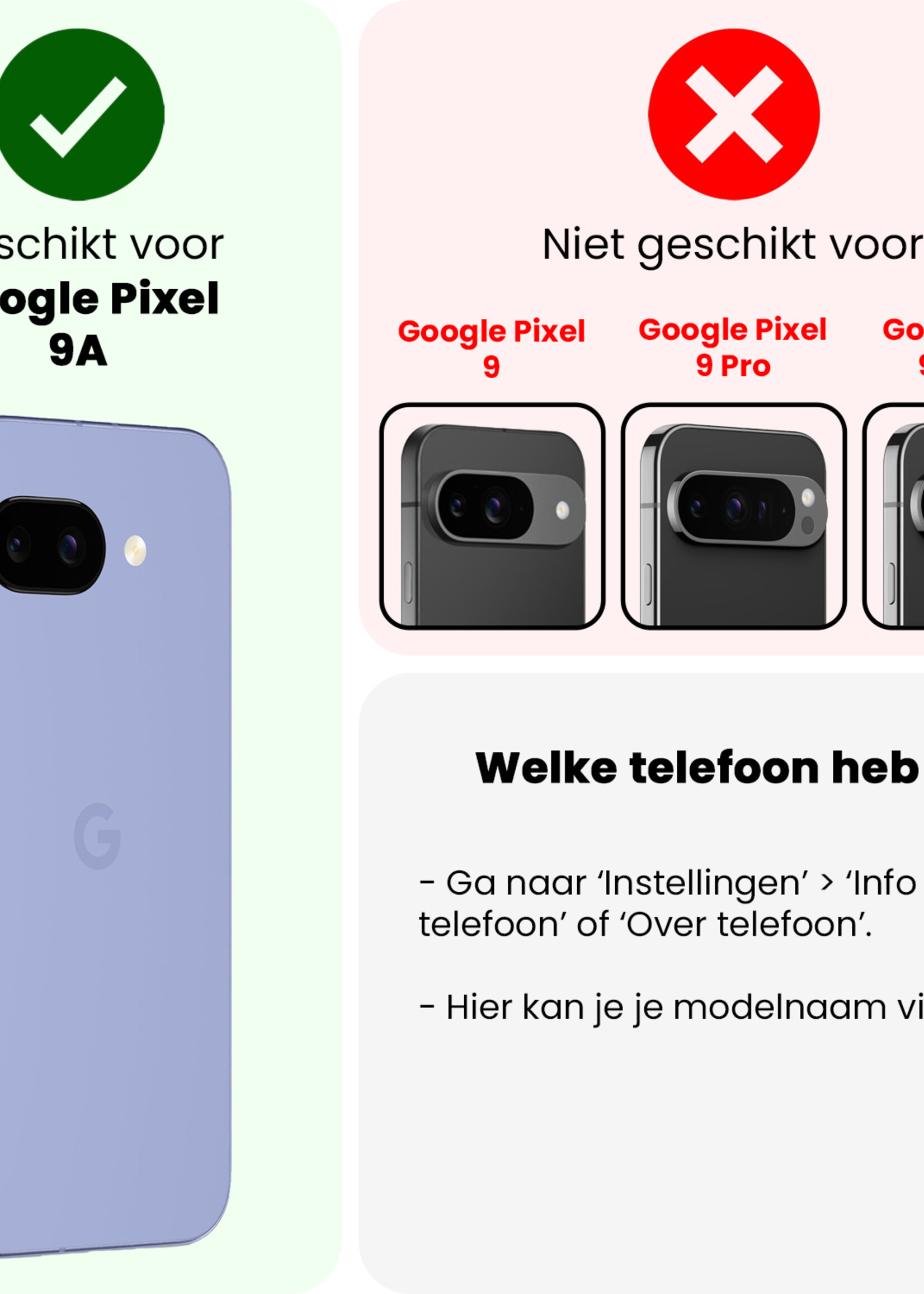 LUQ LUQ Google Pixel 9a Hoesje Bookcase Met 2x Screenprotector - Paars