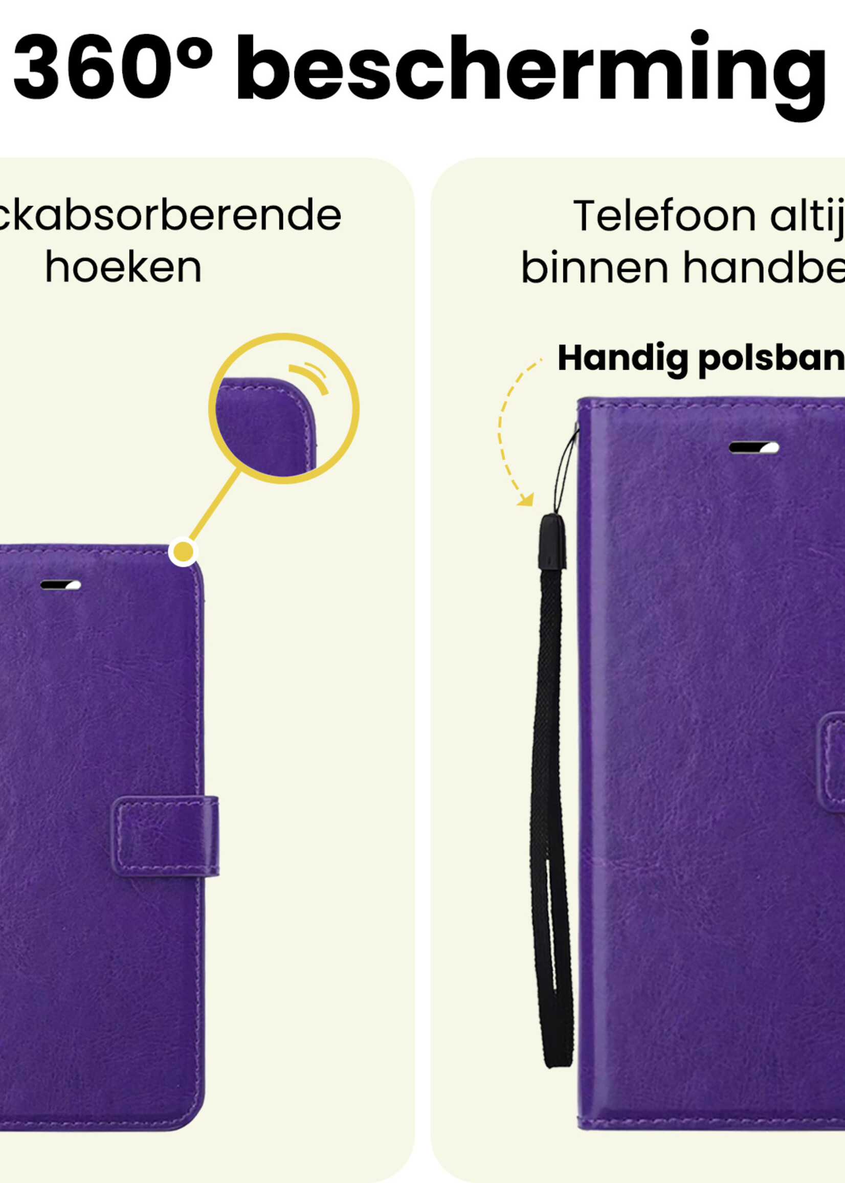 LUQ LUQ Google Pixel 9a Hoesje Bookcase Met 2x Screenprotector - Paars