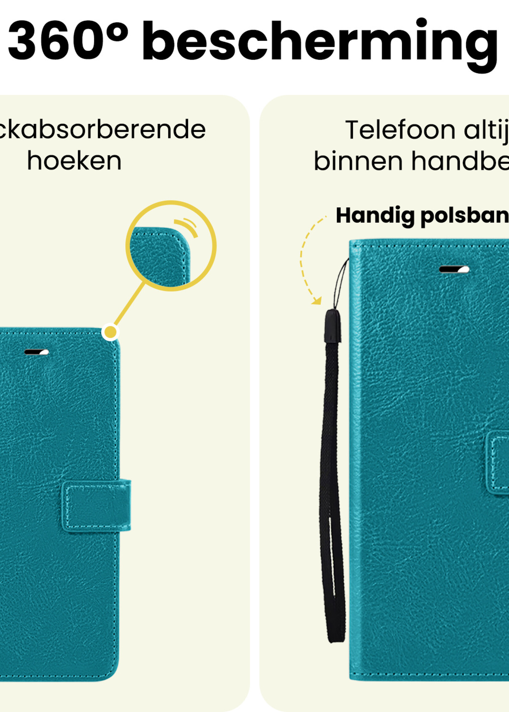 LUQ LUQ Google Pixel 9a Hoesje Bookcase Met 2x Screenprotector - Turquoise