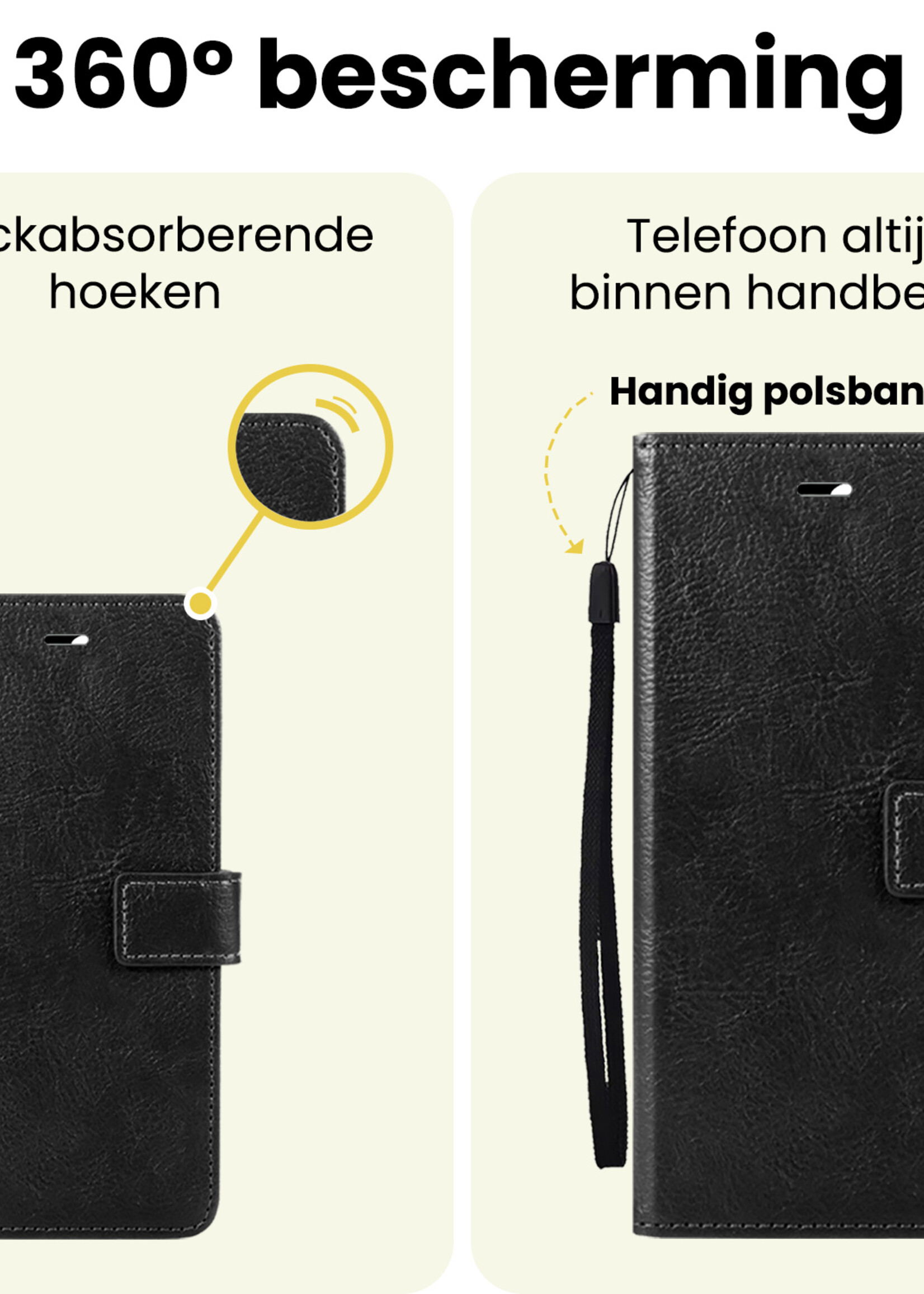 LUQ LUQ Google Pixel 9a Hoesje Bookcase Met 2x Screenprotector - Zwart