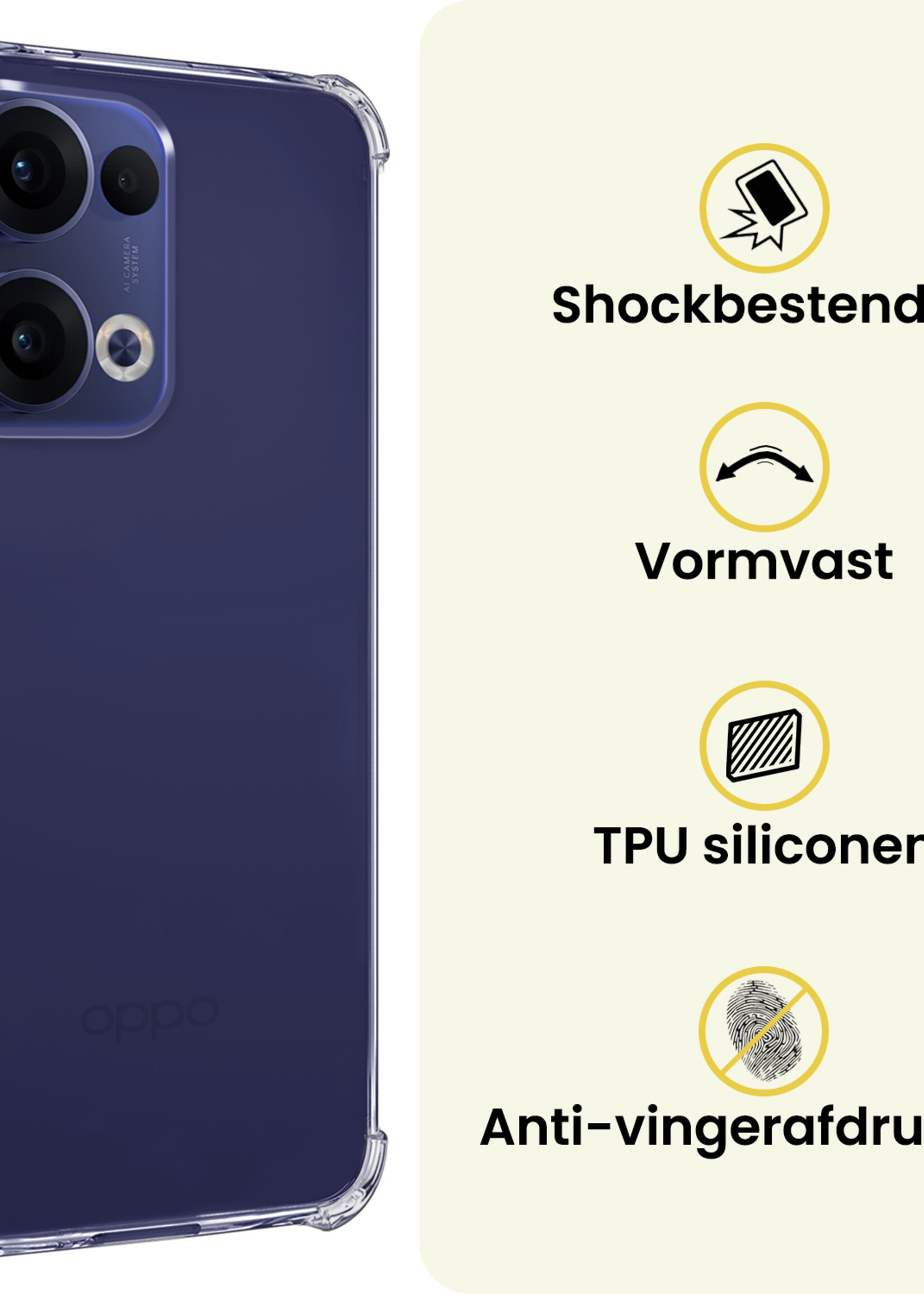LUQ LUQ Oppo Reno13 Hoesje Shockproof - Transparant - 2 PACK