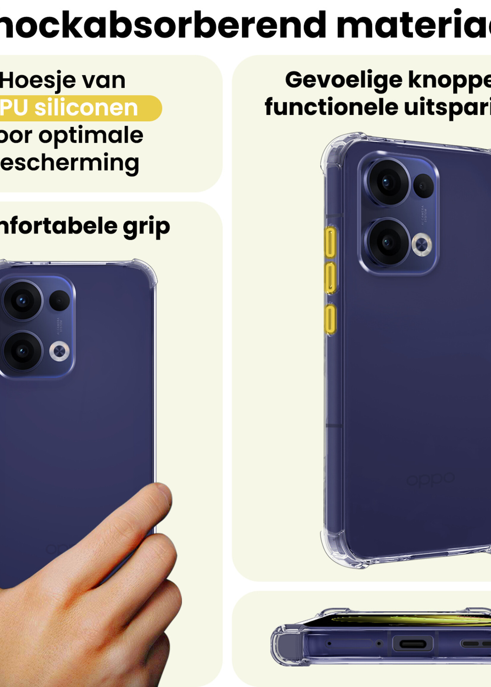 LUQ LUQ Oppo Reno13 Hoesje Shockproof - Transparant - 2 PACK