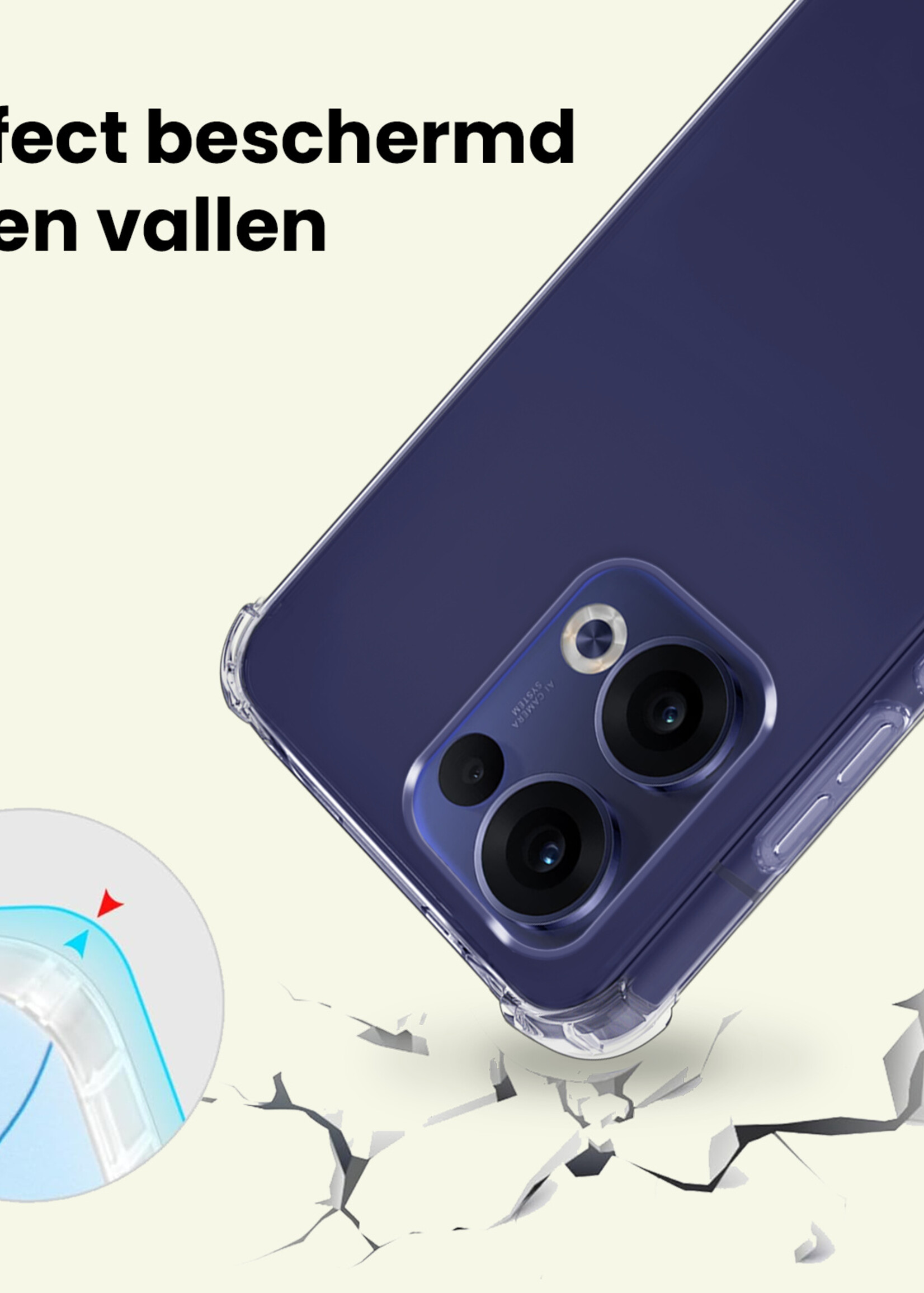 LUQ LUQ Oppo Reno13 Hoesje Shockproof - Transparant - 2 PACK