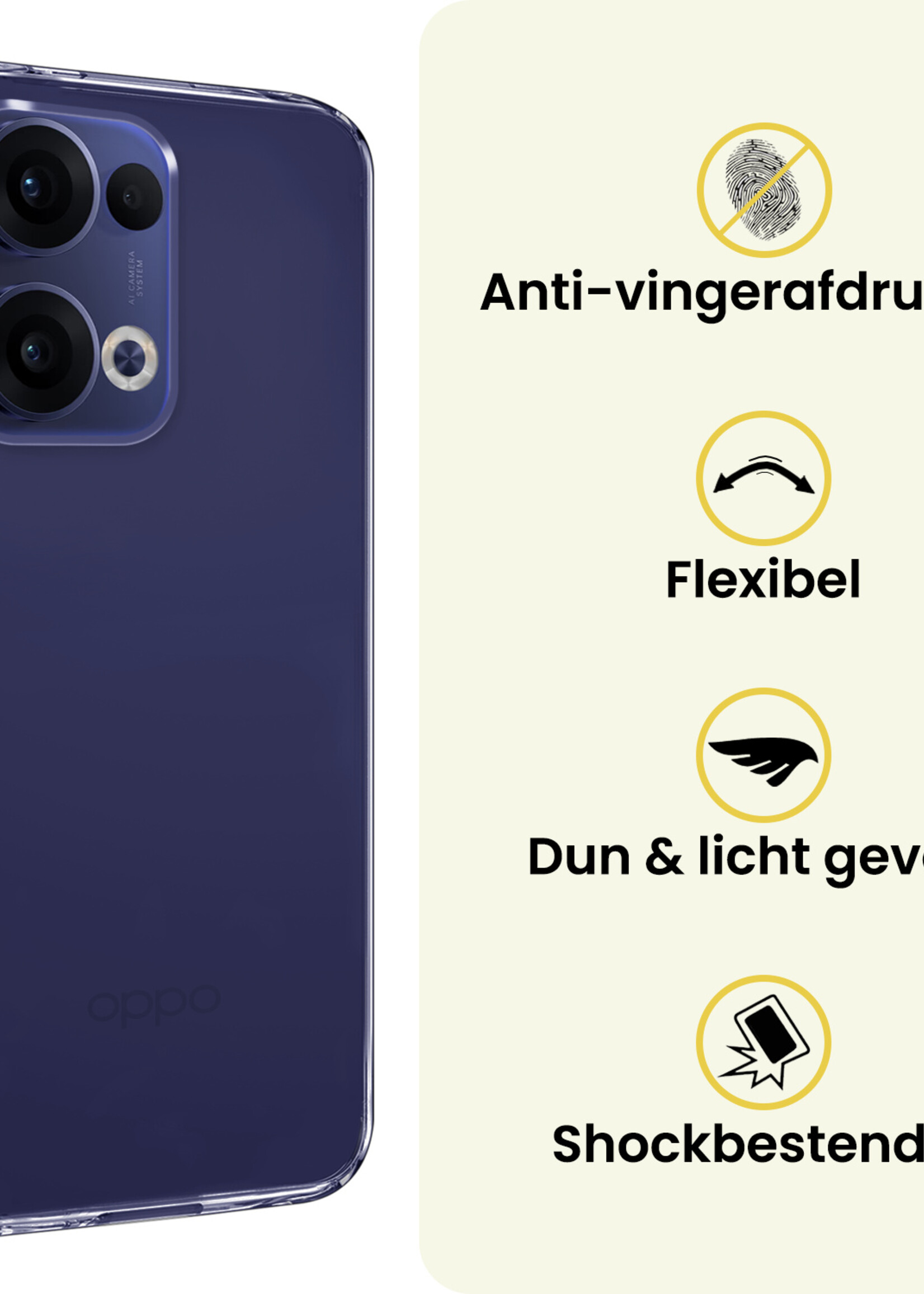 LUQ LUQ Oppo Reno13 Hoesje Siliconen Met 2x Screenprotector - Transparant