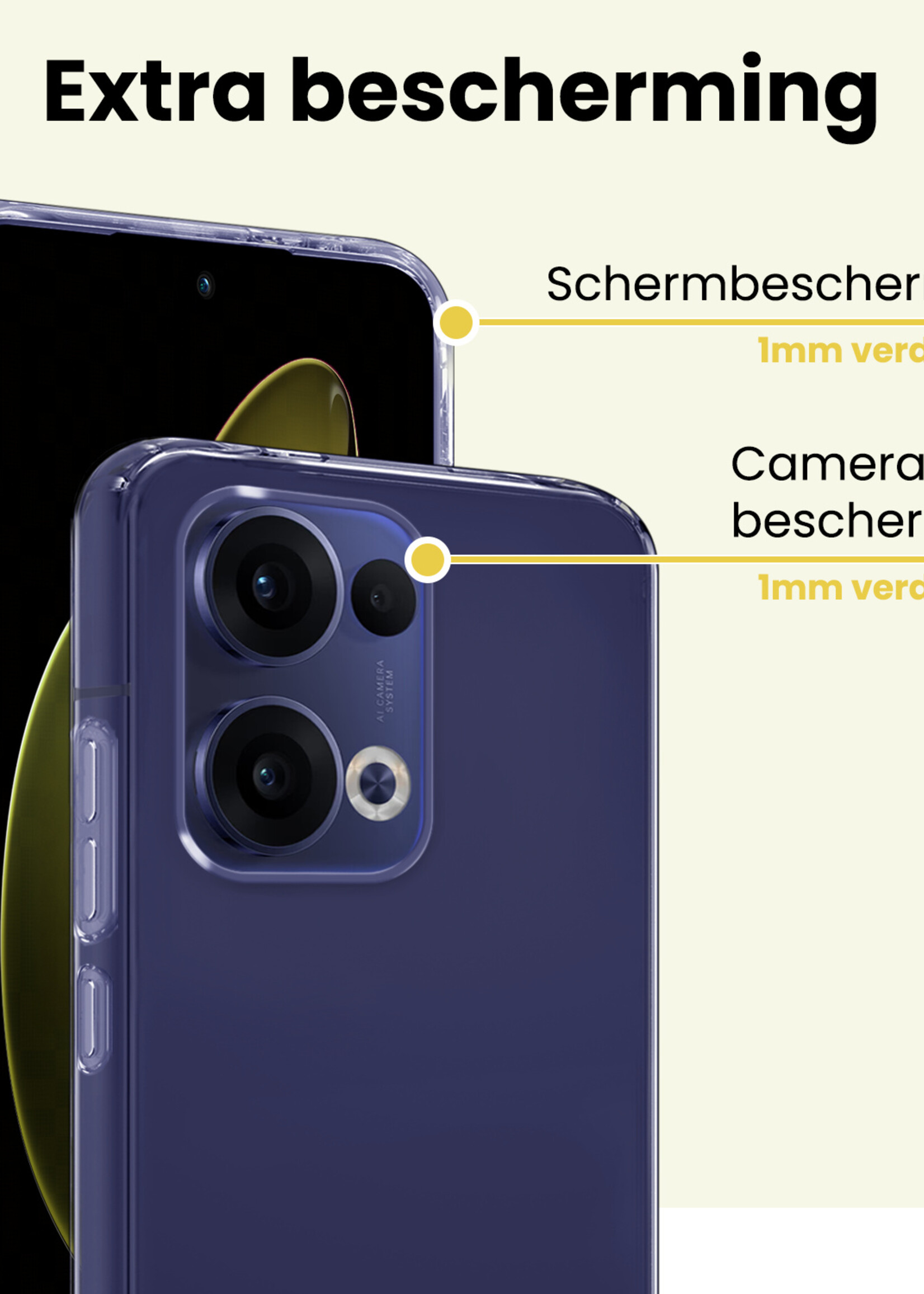 LUQ LUQ Oppo Reno13 Hoesje Siliconen Met 2x Screenprotector - Transparant