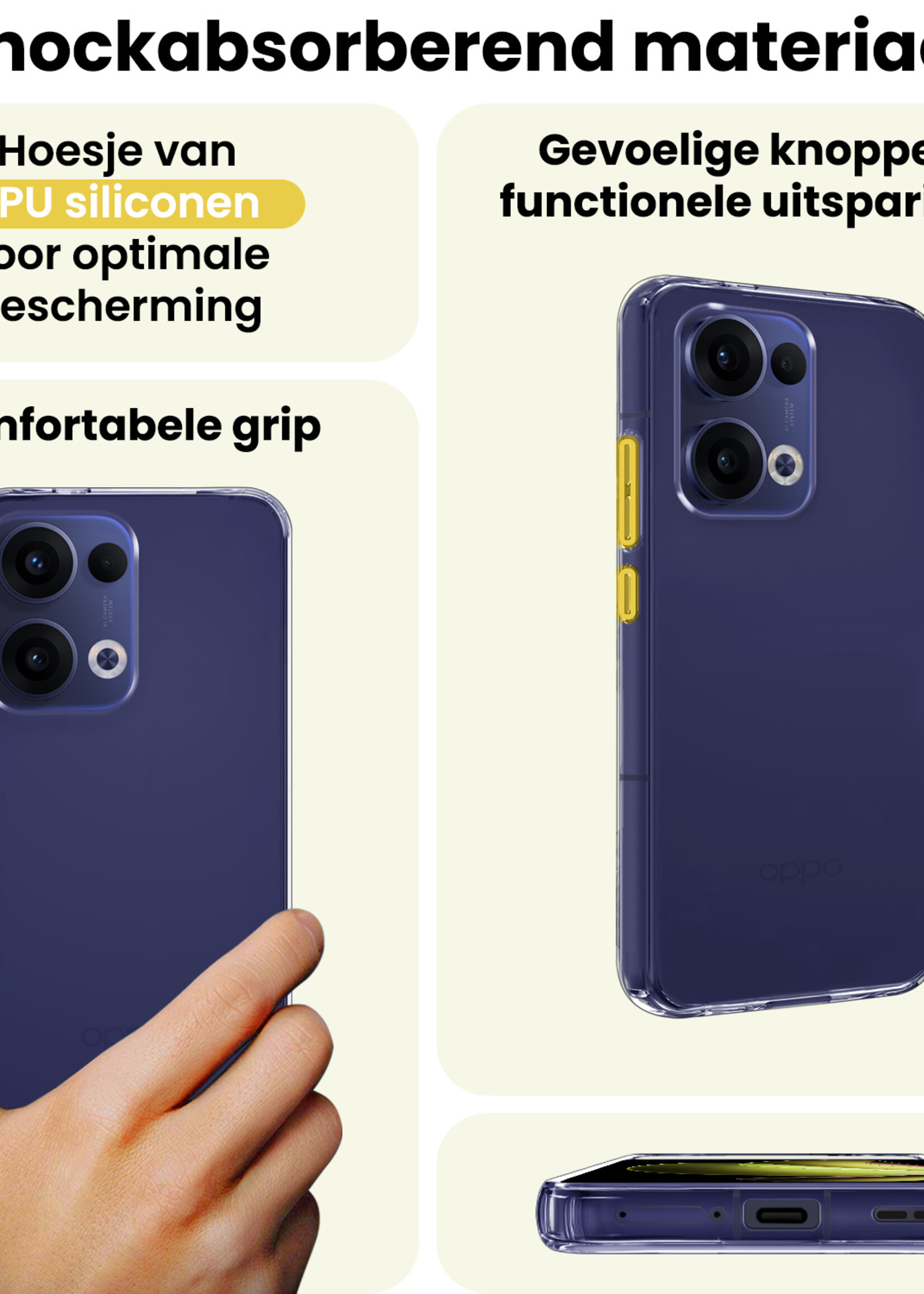 LUQ LUQ Oppo Reno13 Hoesje Siliconen Met 2x Screenprotector - Transparant