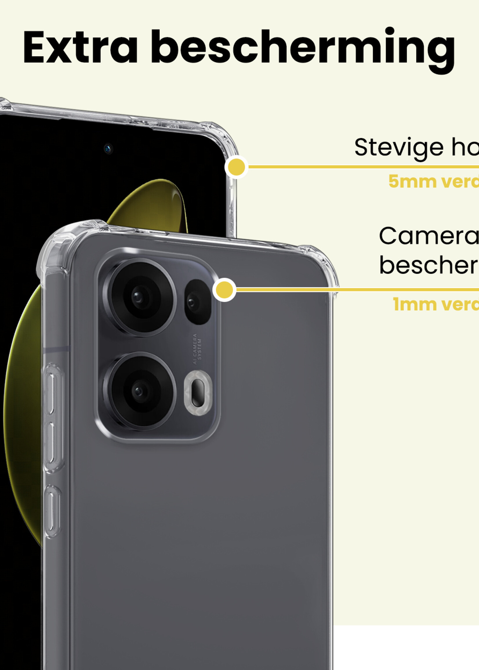 LUQ LUQ Oppo Reno13 Pro Hoesje Shockproof - Transparant - 2 PACK