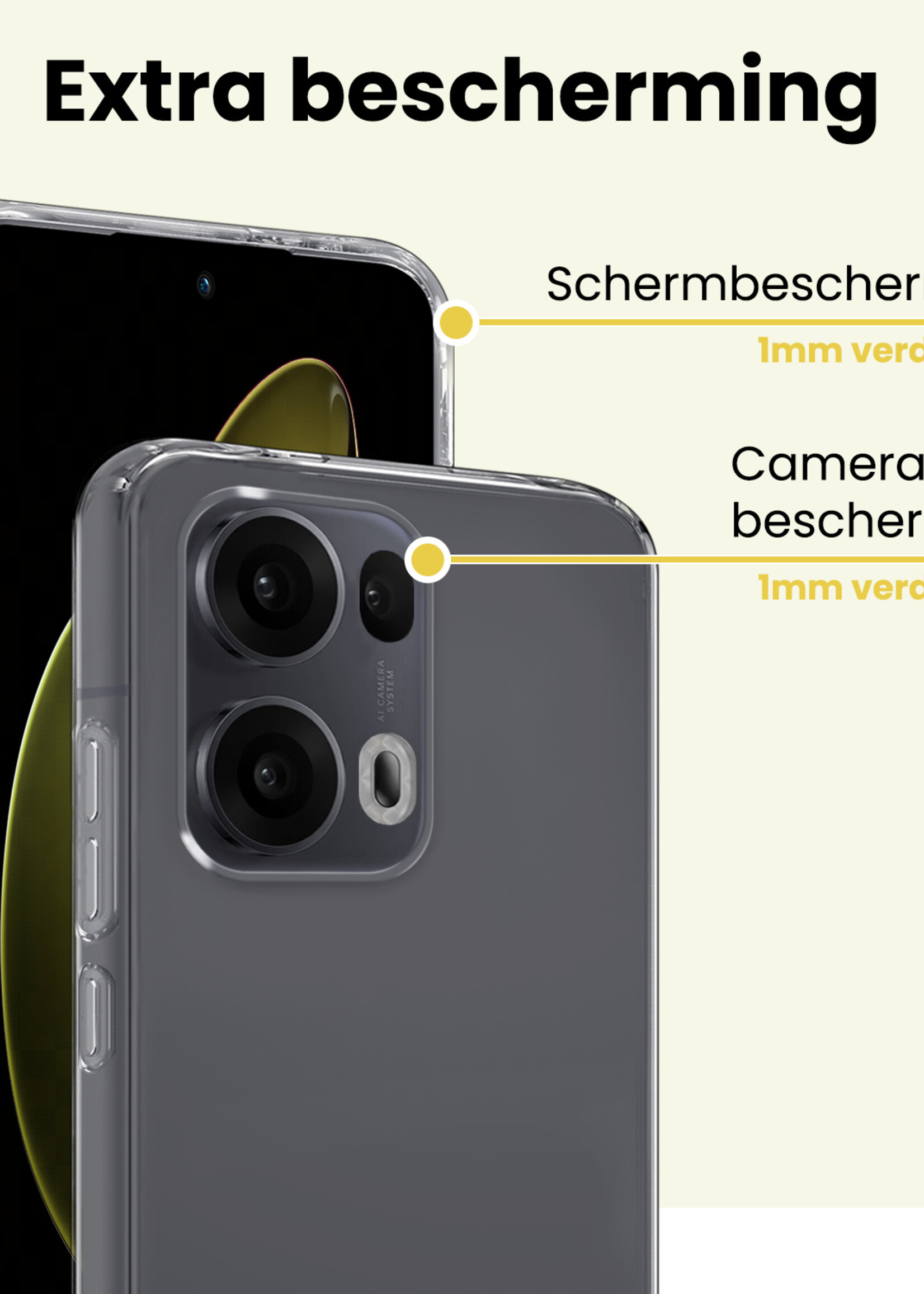 LUQ LUQ Oppo Reno13 Pro Hoesje Siliconen Met Screenprotector - Transparant