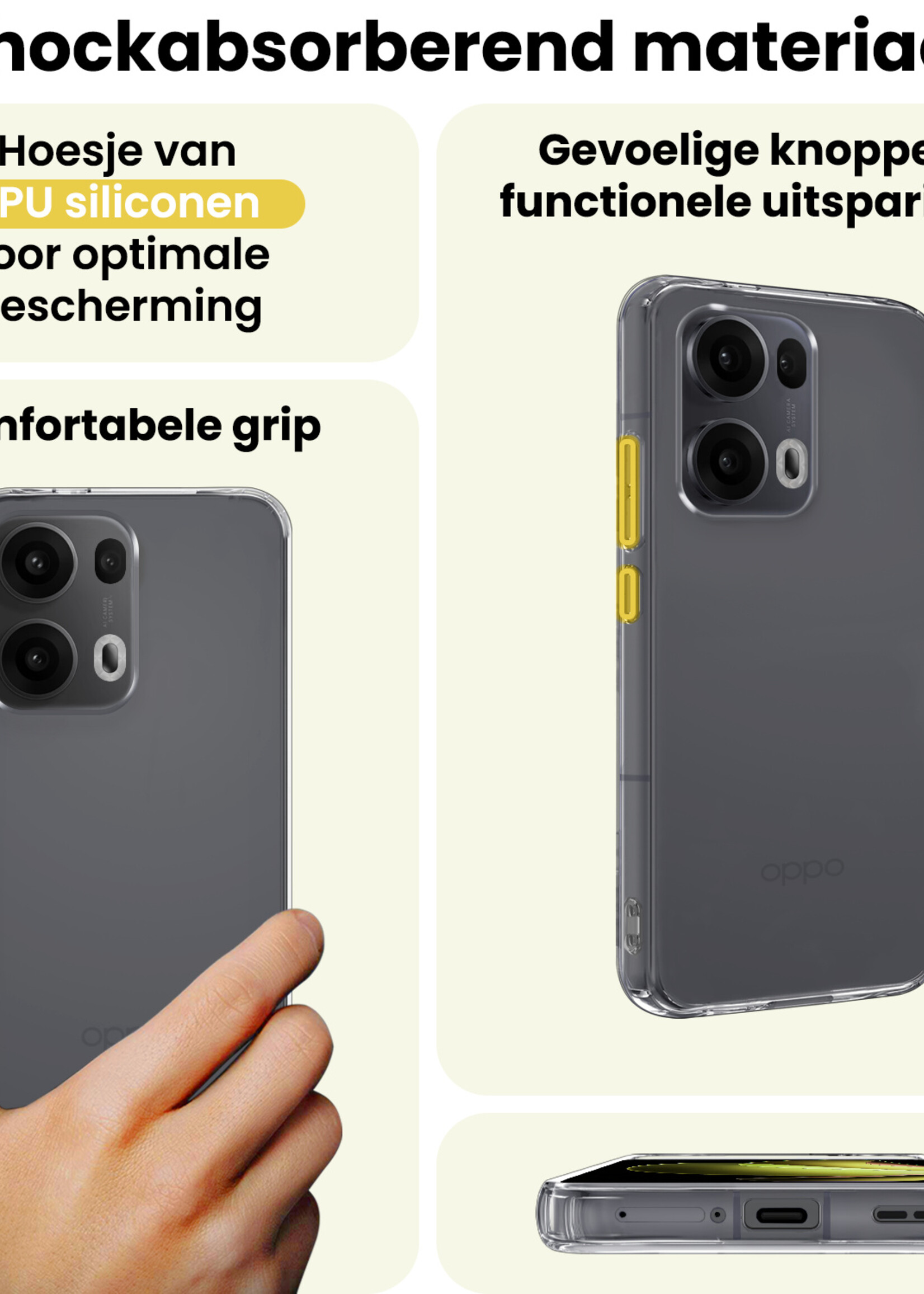 LUQ LUQ Oppo Reno13 Pro Hoesje Siliconen Met Screenprotector - Transparant