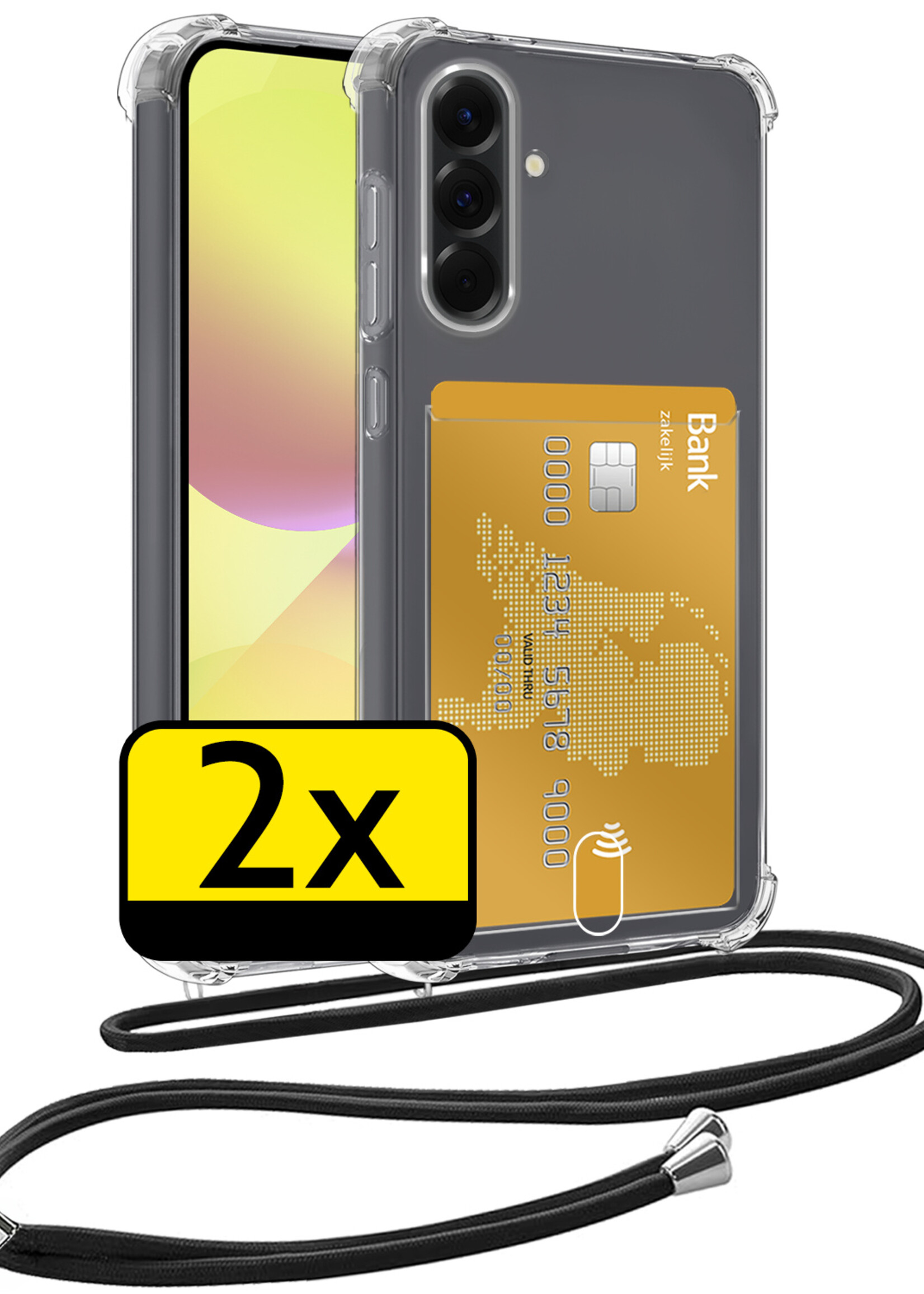 LUQ LUQ Samsung Galaxy A36 Hoesje Pashouder met Koord - 2 PACK