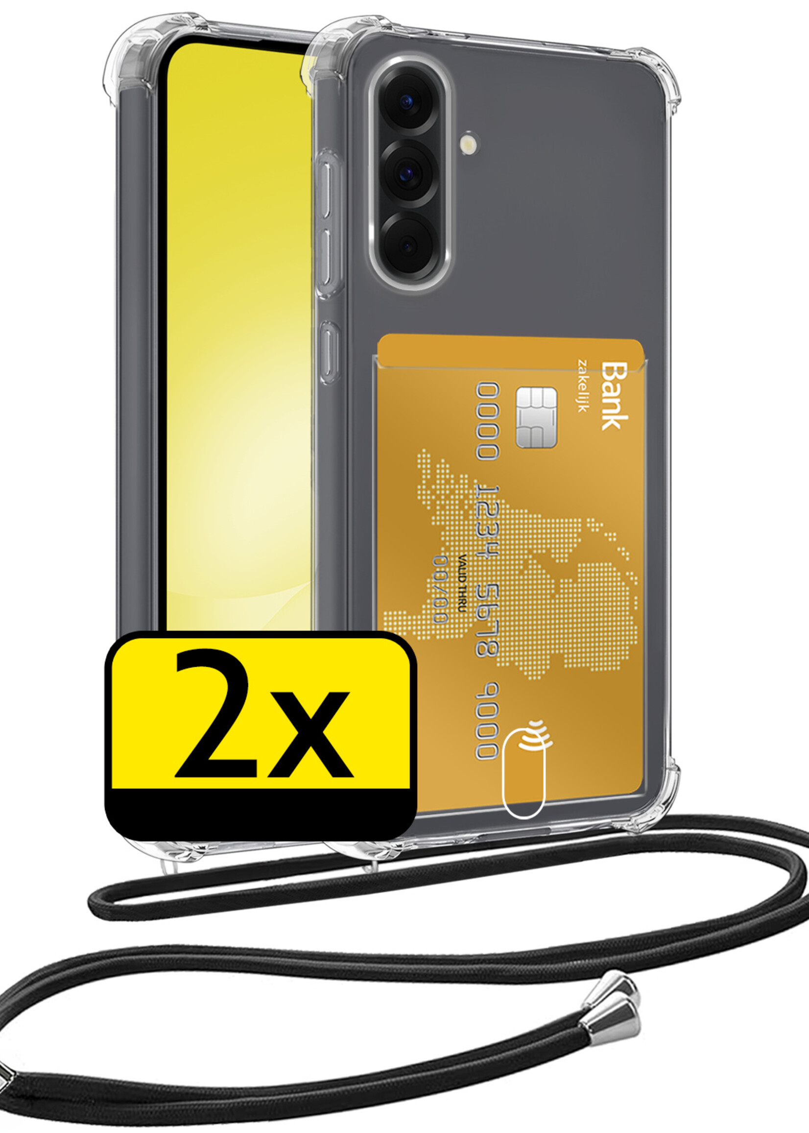 LUQ LUQ Samsung Galaxy A56 Hoesje Pashouder met Koord - 2 PACK