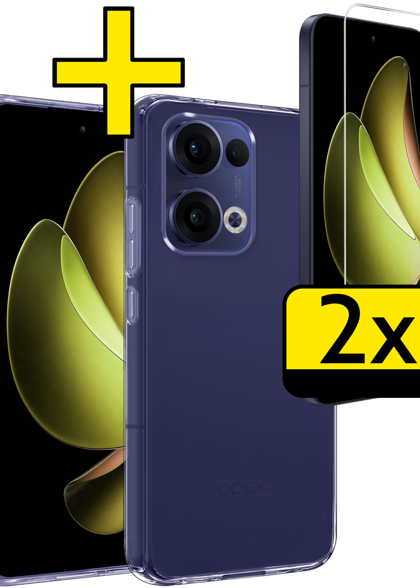 LUQ LUQ Oppo Reno13 Hoesje Siliconen Met 2x Screenprotector - Transparant