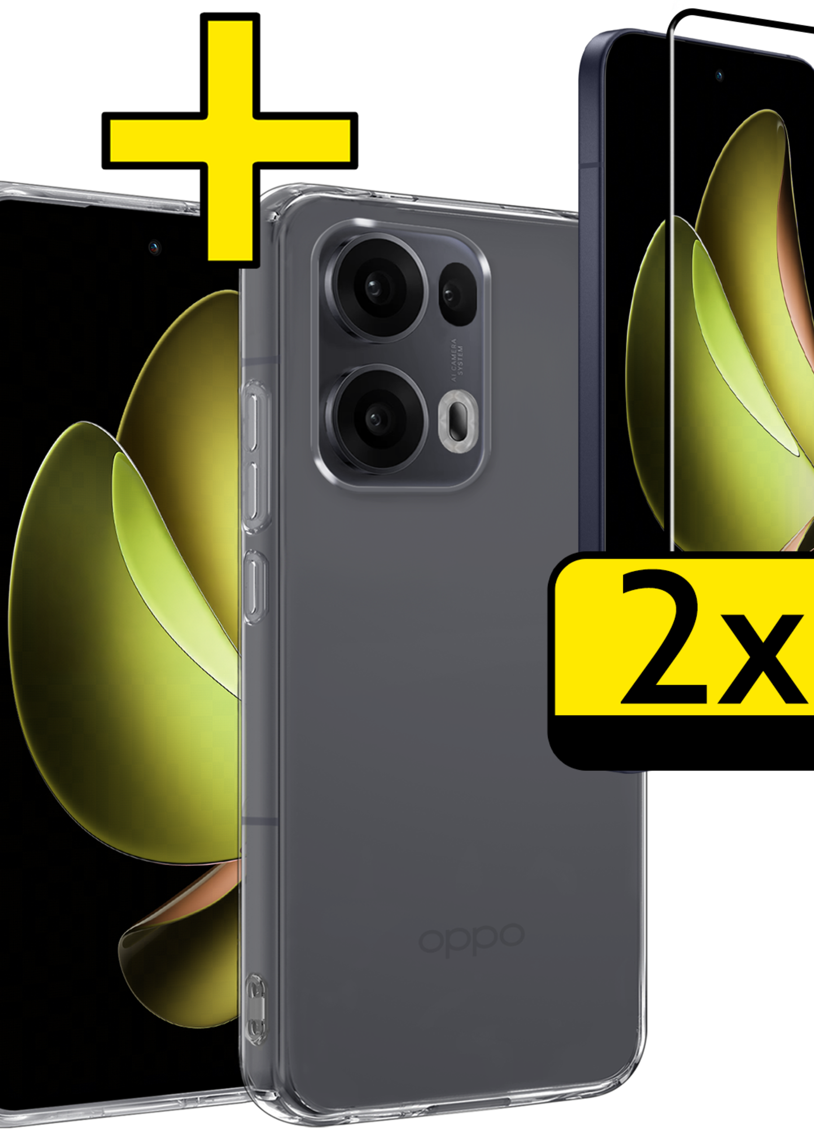 LUQ LUQ Oppo Reno13 Pro Hoesje Siliconen Met 2x Screenprotector - Transparant