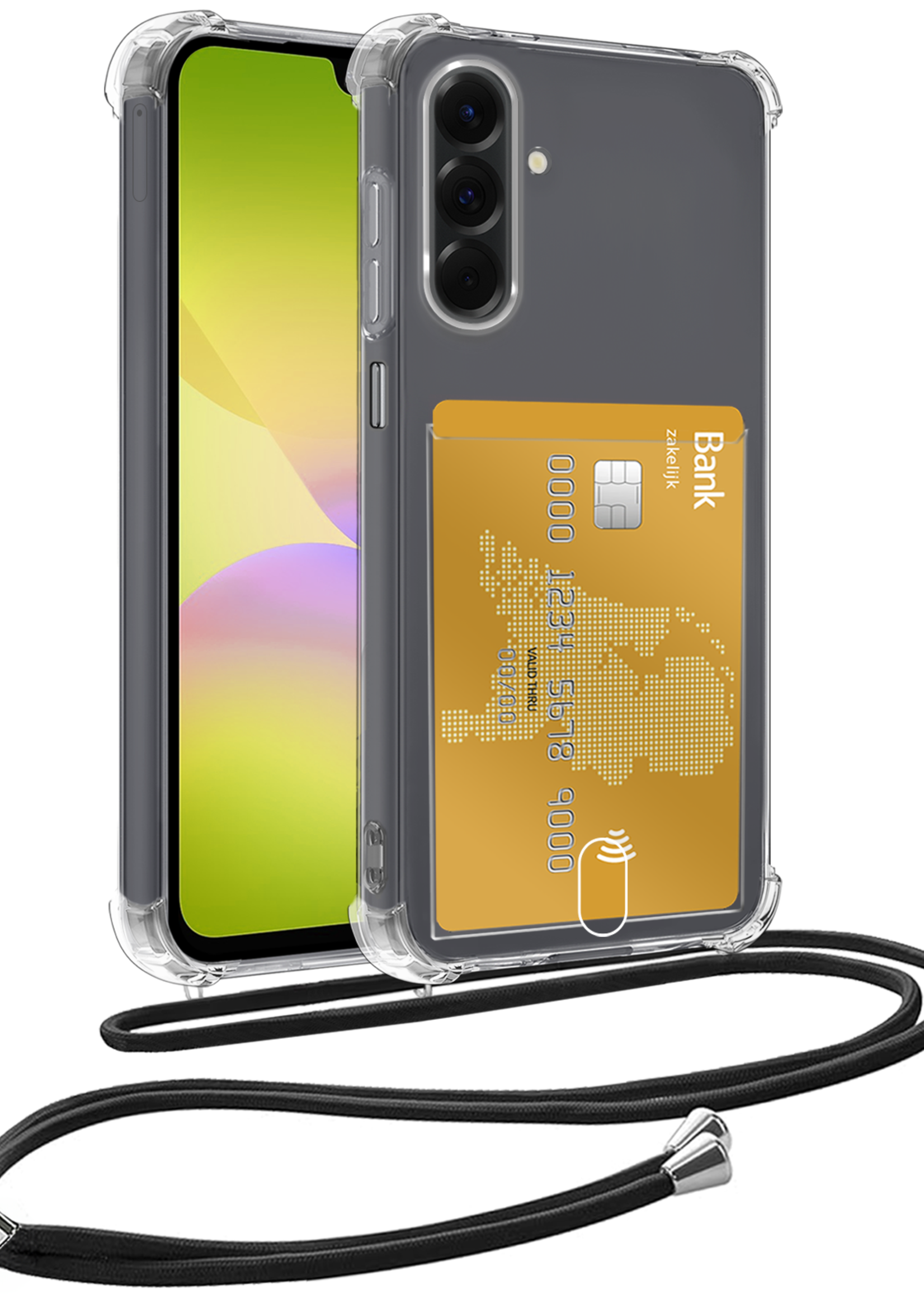 LUQ LUQ Samsung Galaxy A26 Hoesje Pashouder met Koord