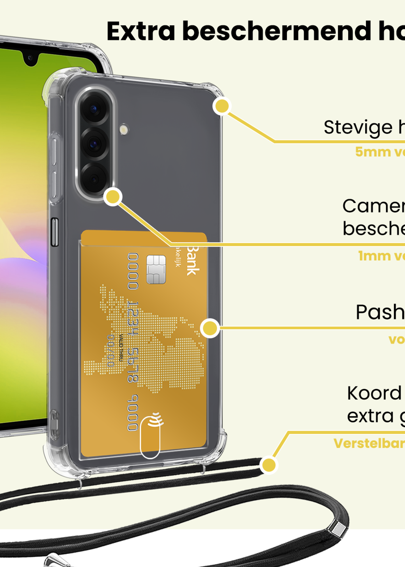 LUQ LUQ Samsung Galaxy A26 Hoesje Pashouder met Koord