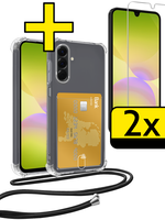 LUQ LUQ Samsung Galaxy A26 Hoesje Pashouder met Koord Met 2x Screenprotector