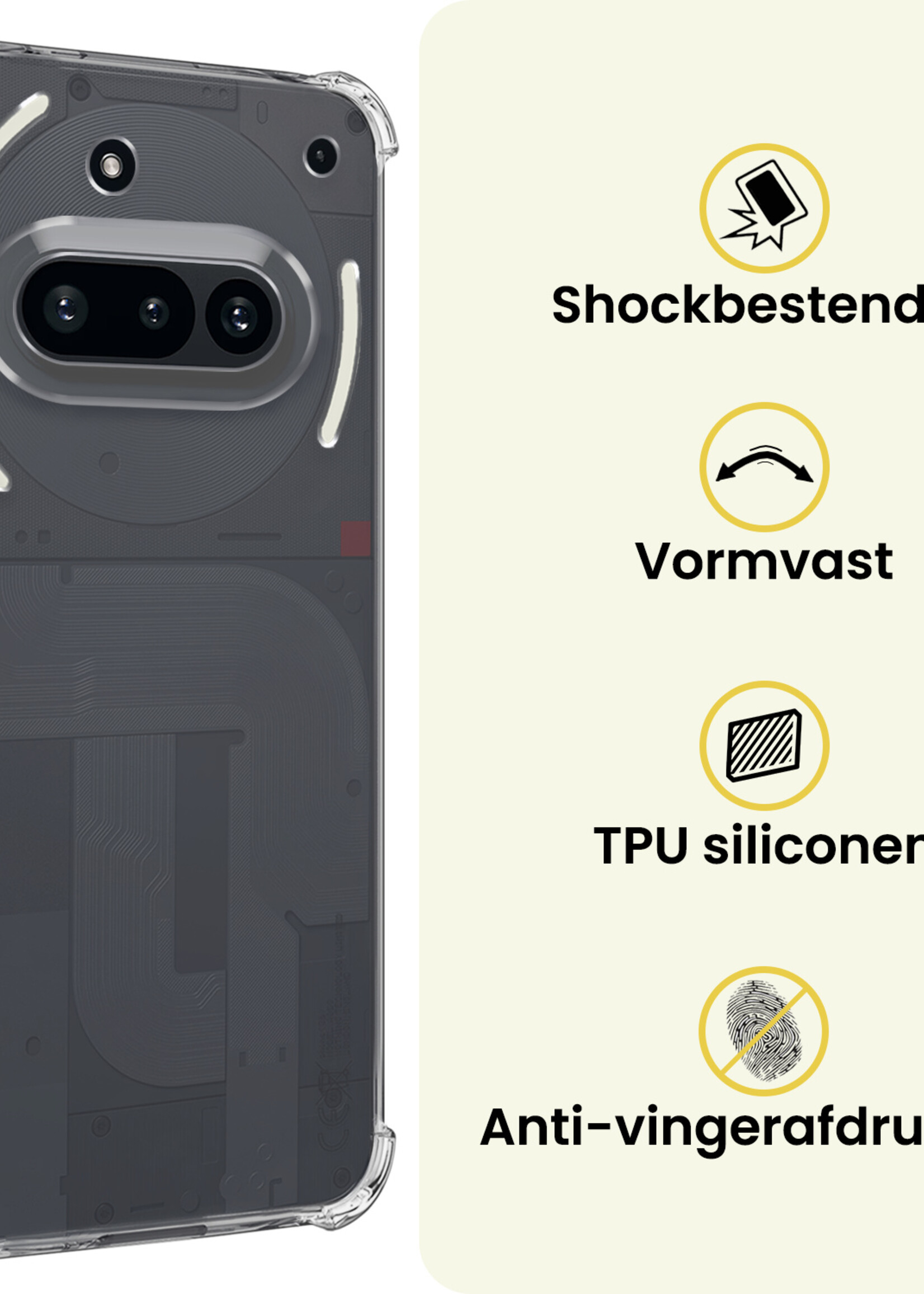 LUQ LUQ Nothing Phone (3a) Hoesje Shockproof - Transparant - 2 PACK