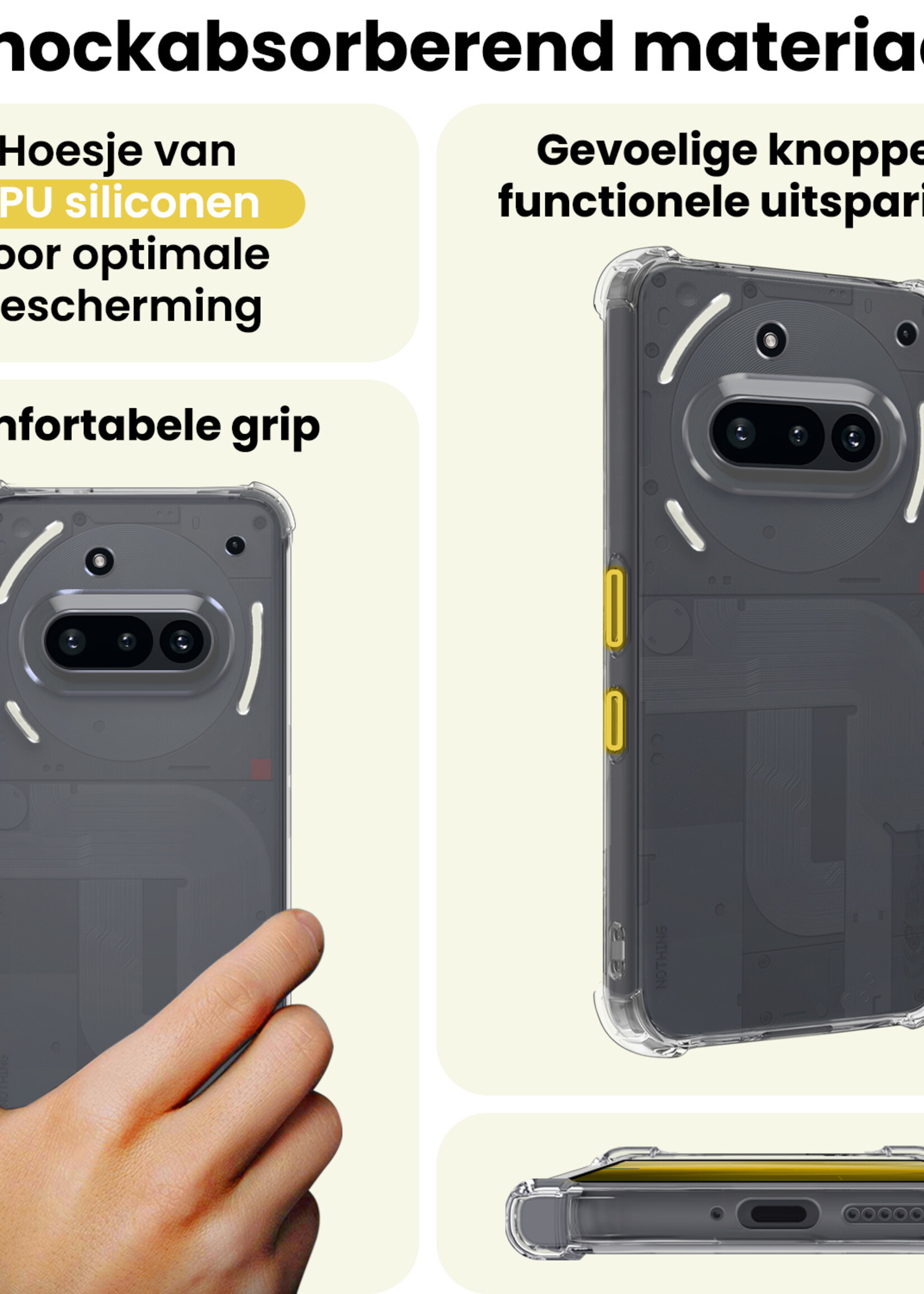 LUQ LUQ Nothing Phone (3a) Hoesje Shockproof - Transparant - 2 PACK