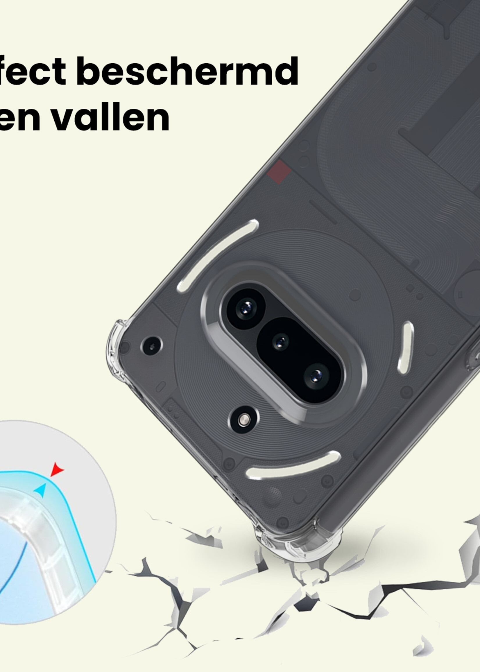 LUQ LUQ Nothing Phone (3a) Hoesje Shockproof - Transparant - 2 PACK