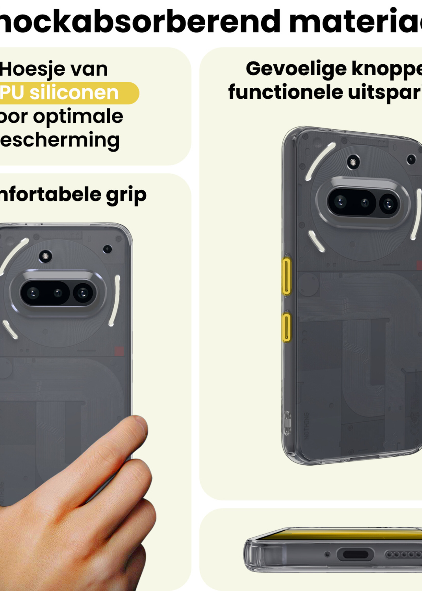 LUQ LUQ Nothing Phone (3a) Hoesje Siliconen - Transparant - 2 PACK