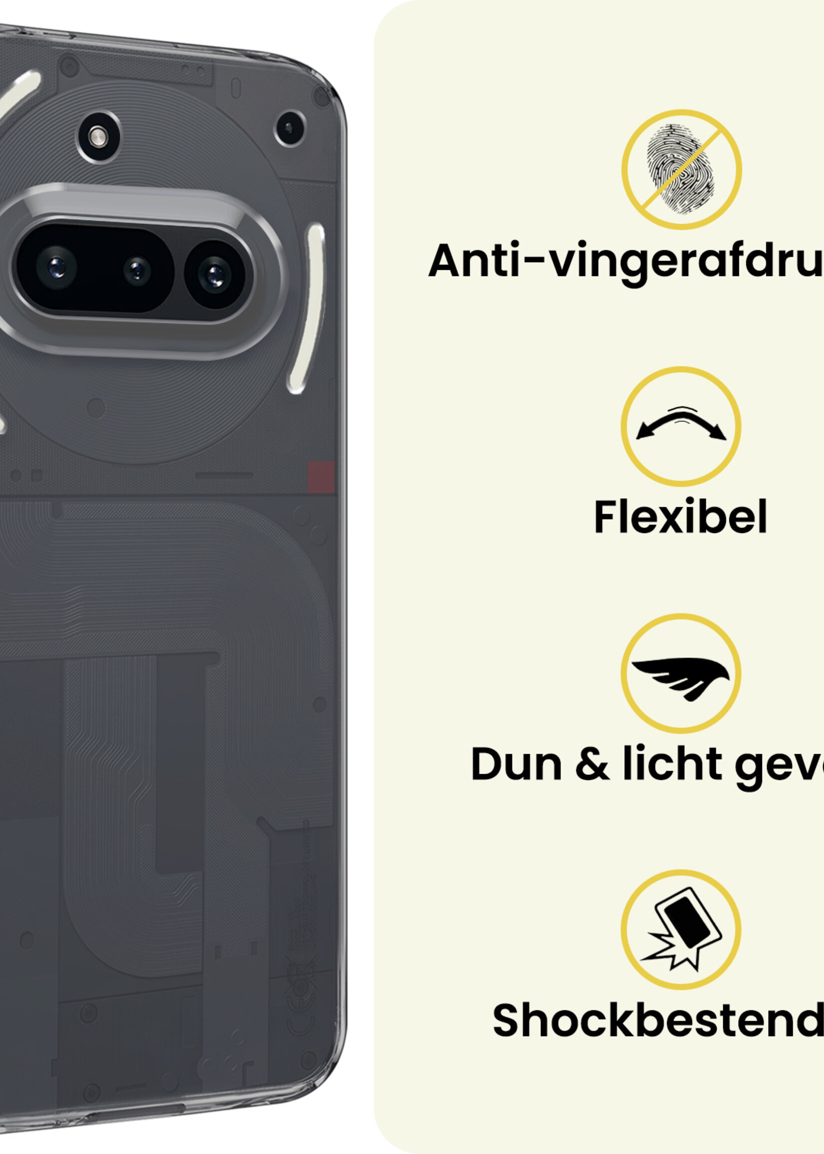 LUQ LUQ Nothing Phone (3a) Hoesje Siliconen Met Screenprotector - Transparant