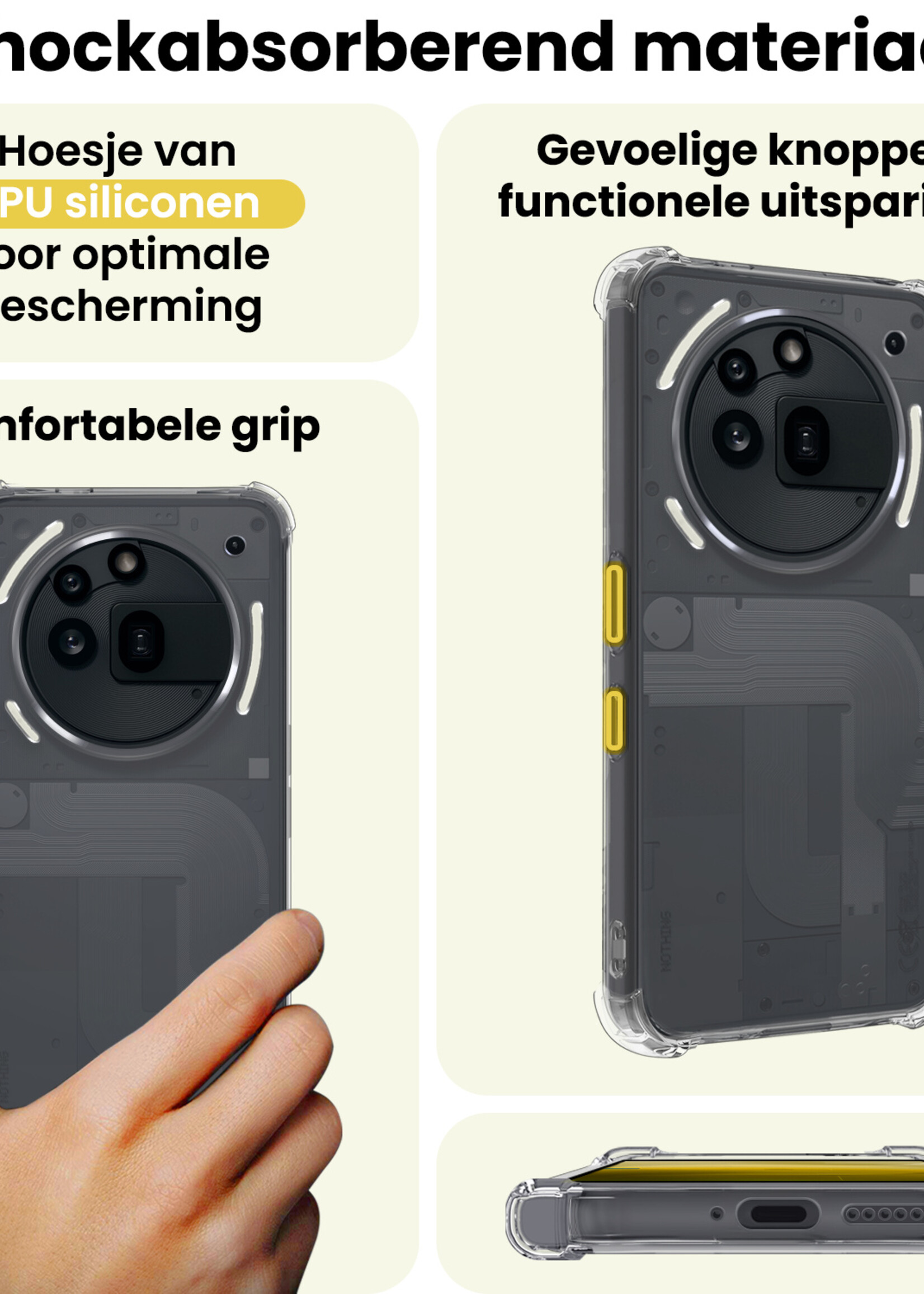 LUQ LUQ Nothing Phone (3a) Pro Hoesje Shockproof Met 2x Screenprotector