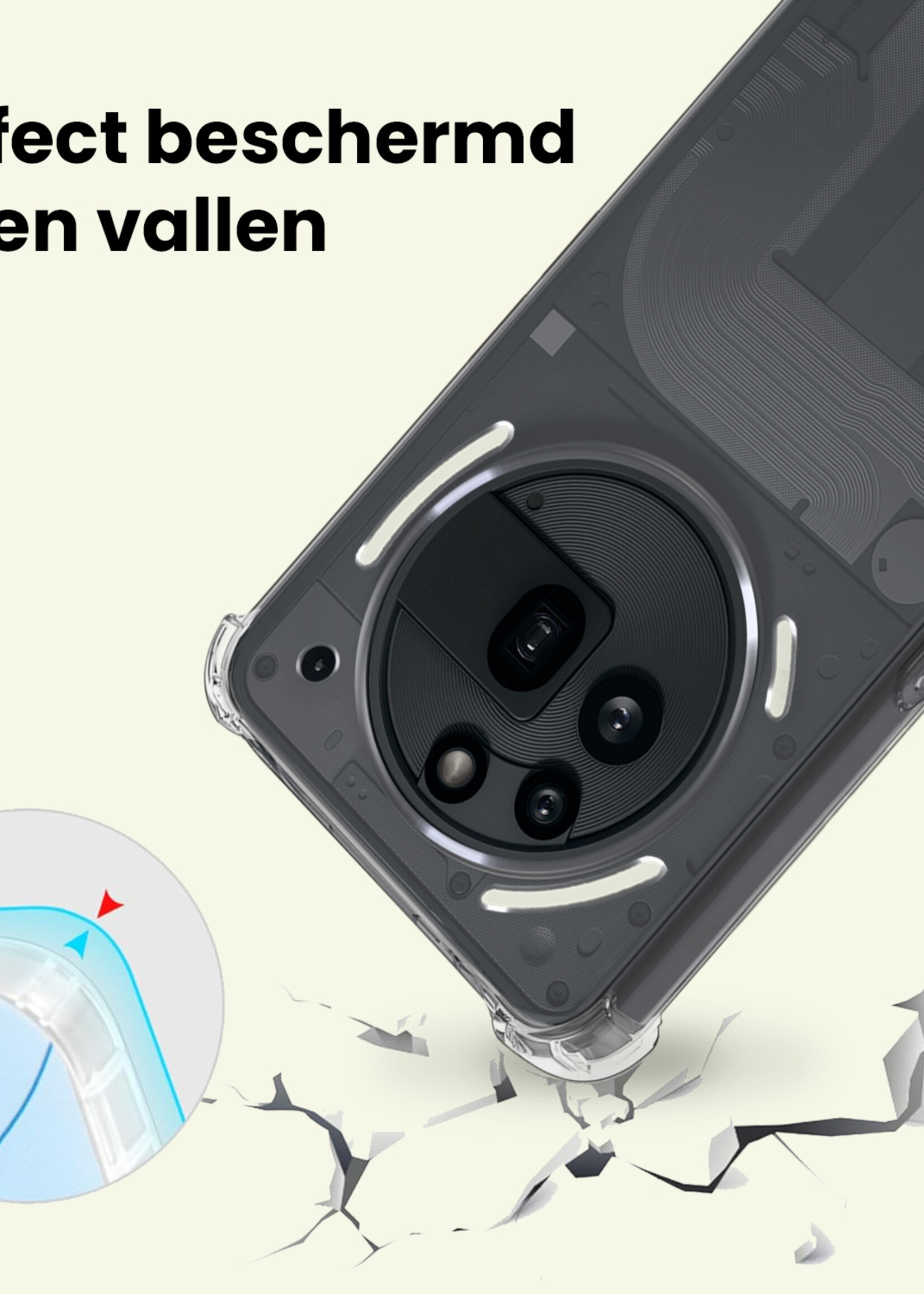 LUQ LUQ Nothing Phone (3a) Pro Hoesje Shockproof Met 2x Screenprotector