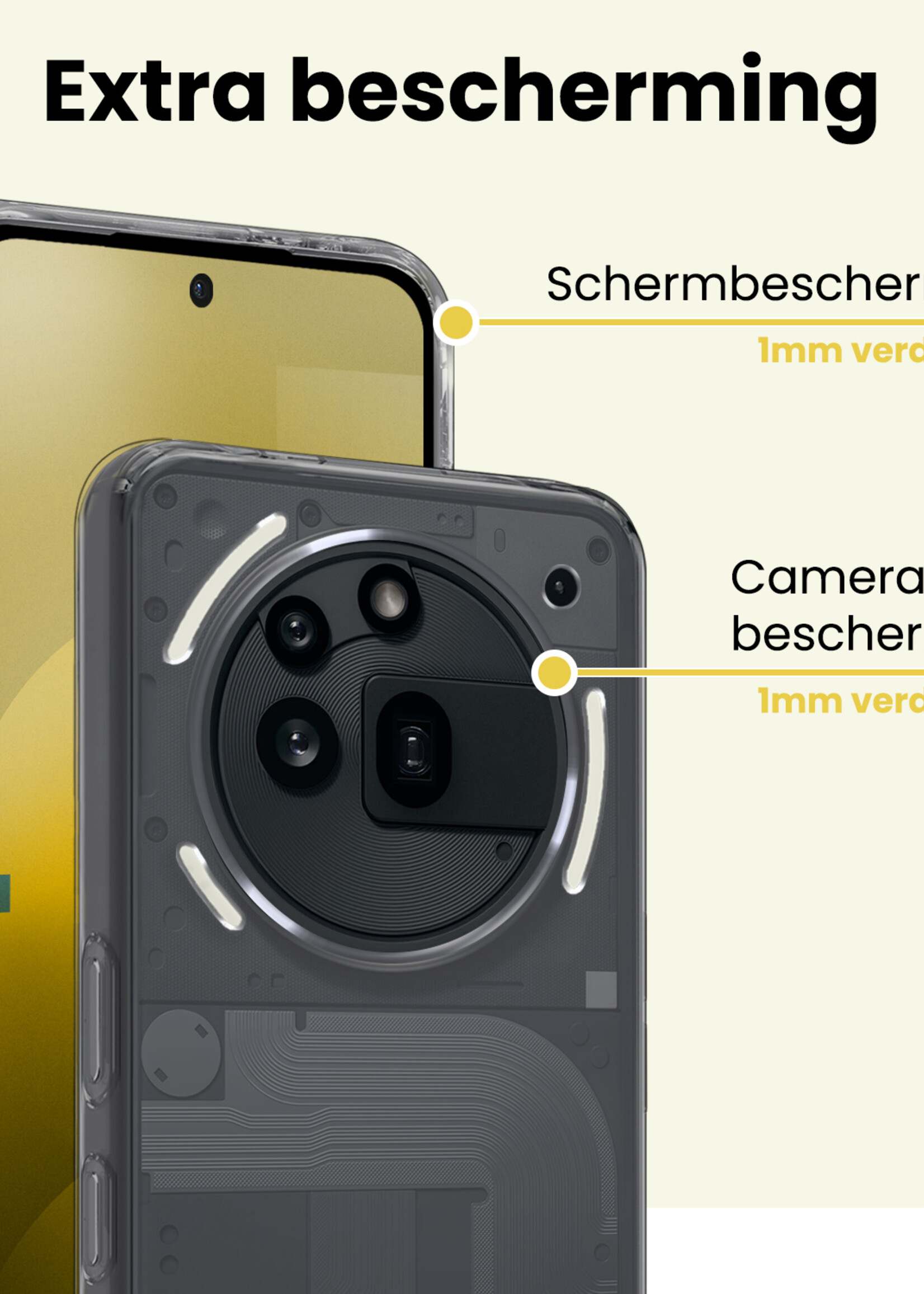 LUQ LUQ Nothing Phone (3a) Pro Hoesje Siliconen Met Screenprotector - Transparant